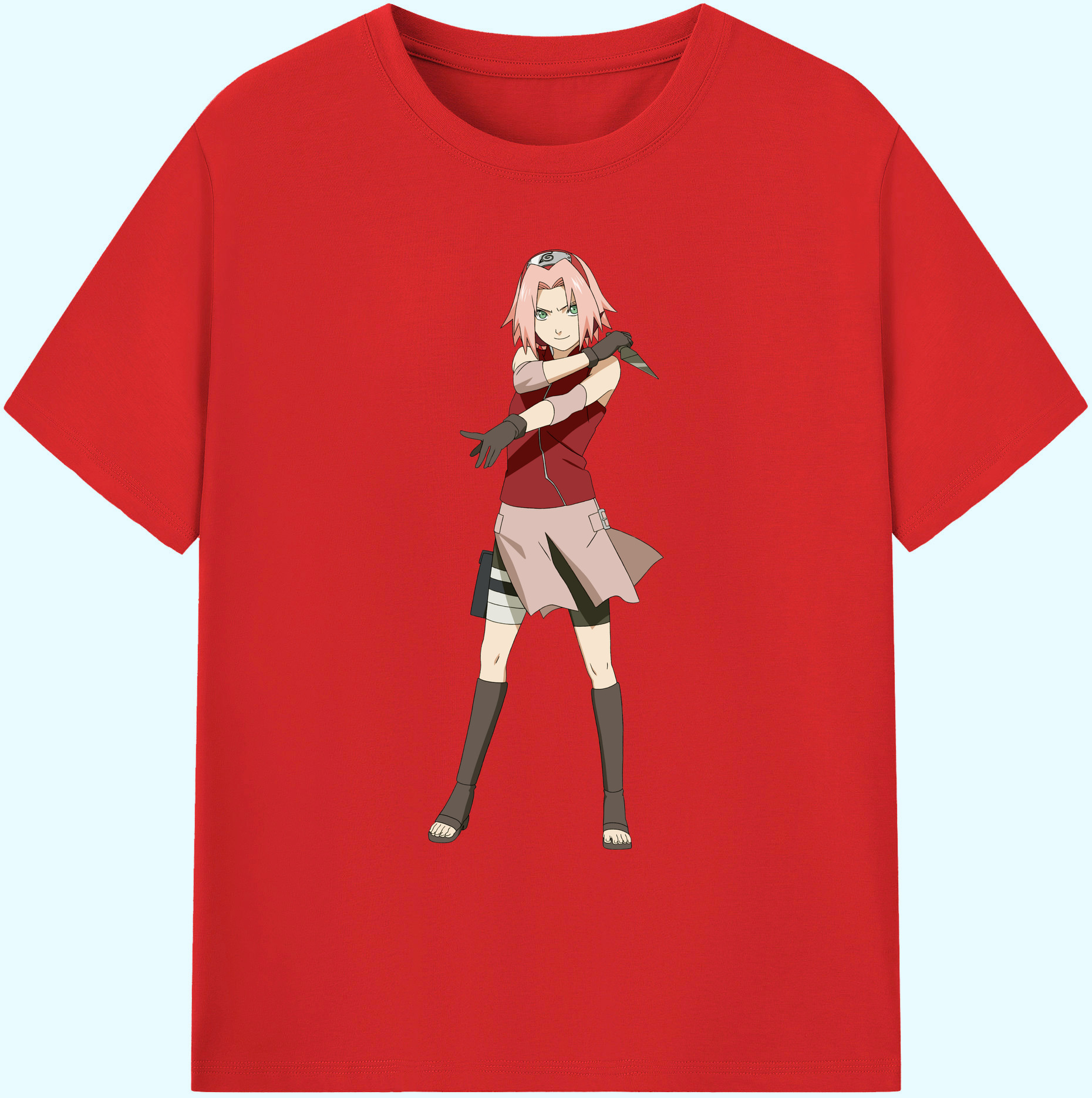 （画像用） NARUTO -ナルト- 春野サクラ Haruno Sakura 綿100％ メンズ半袖Tシャツ｜肌触りやわらか＆通気性