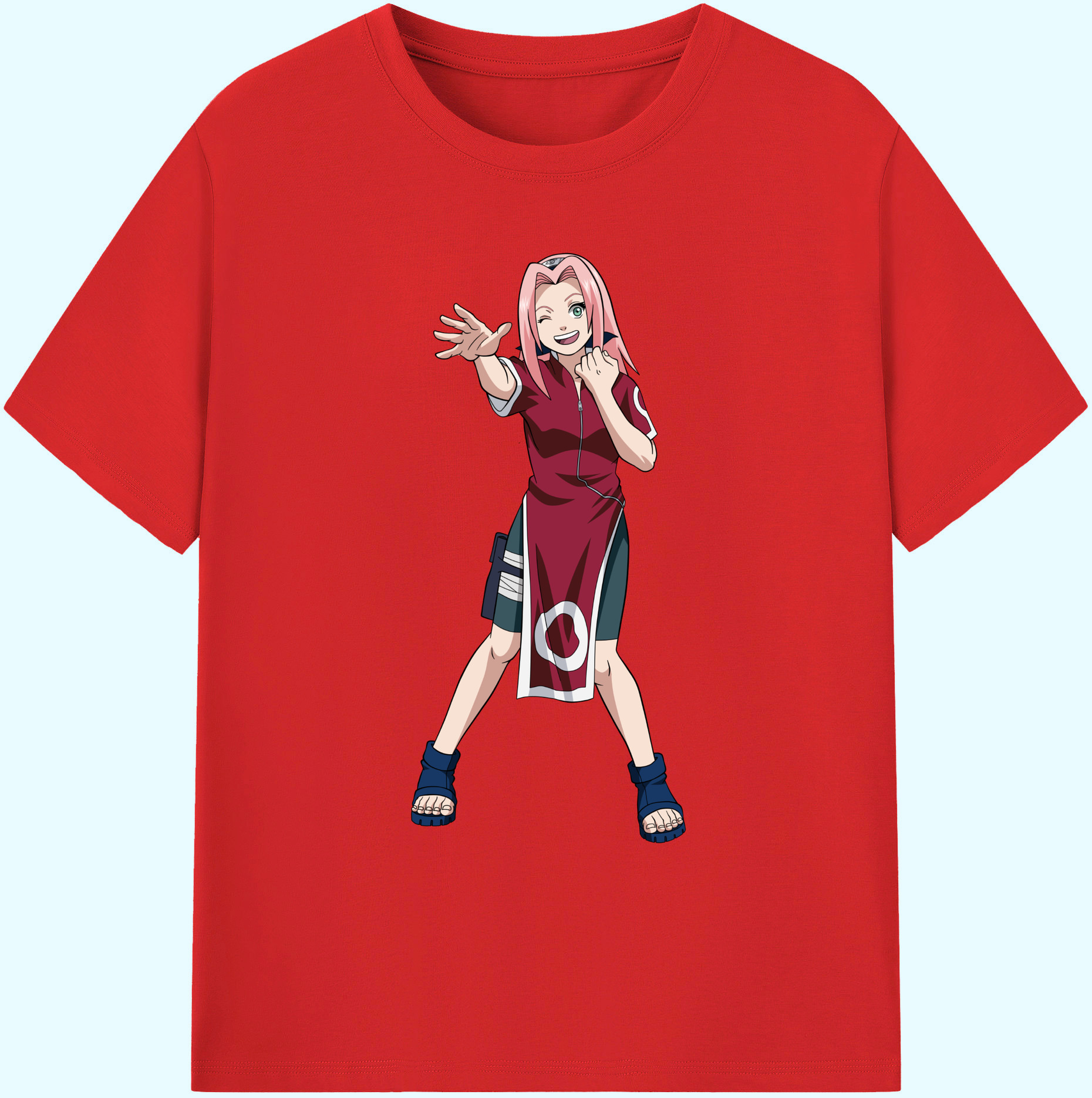 （画像用） NARUTO -ナルト- 春野サクラ Haruno Sakura 綿100％ メンズ半袖Tシャツ｜肌触りやわらか＆通気性