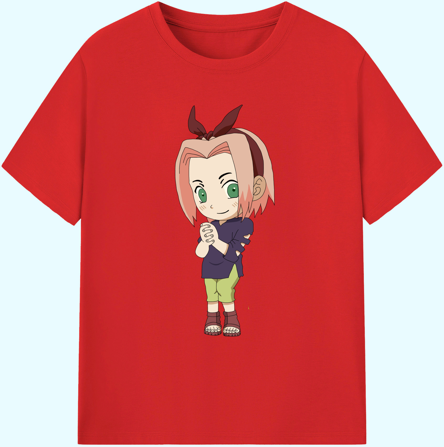 （画像用） NARUTO -ナルト- 春野サクラ Haruno Sakura 綿100％ メンズ半袖Tシャツ｜肌触りやわらか＆通気性