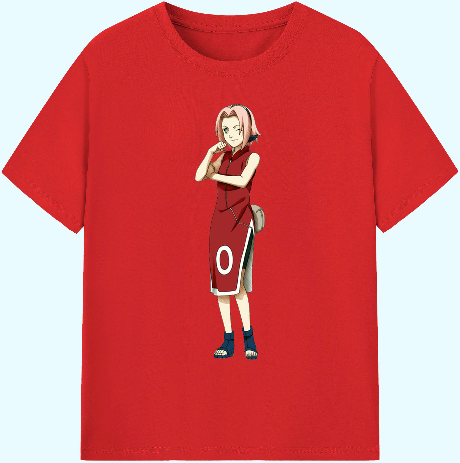 （画像用） NARUTO -ナルト- 春野サクラ Haruno Sakura 綿100％ メンズ半袖Tシャツ｜肌触りやわらか＆通気性