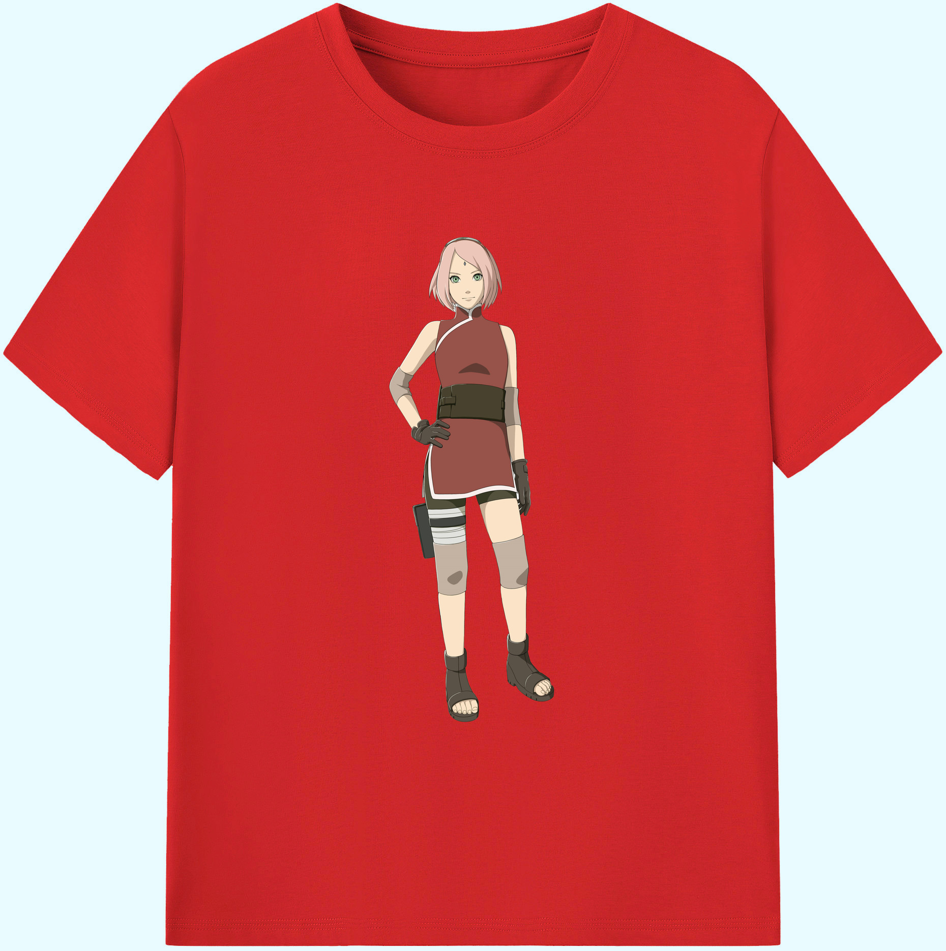 （画像用） NARUTO -ナルト- 春野サクラ Haruno Sakura 綿100％ メンズ半袖Tシャツ｜肌触りやわらか＆通気性