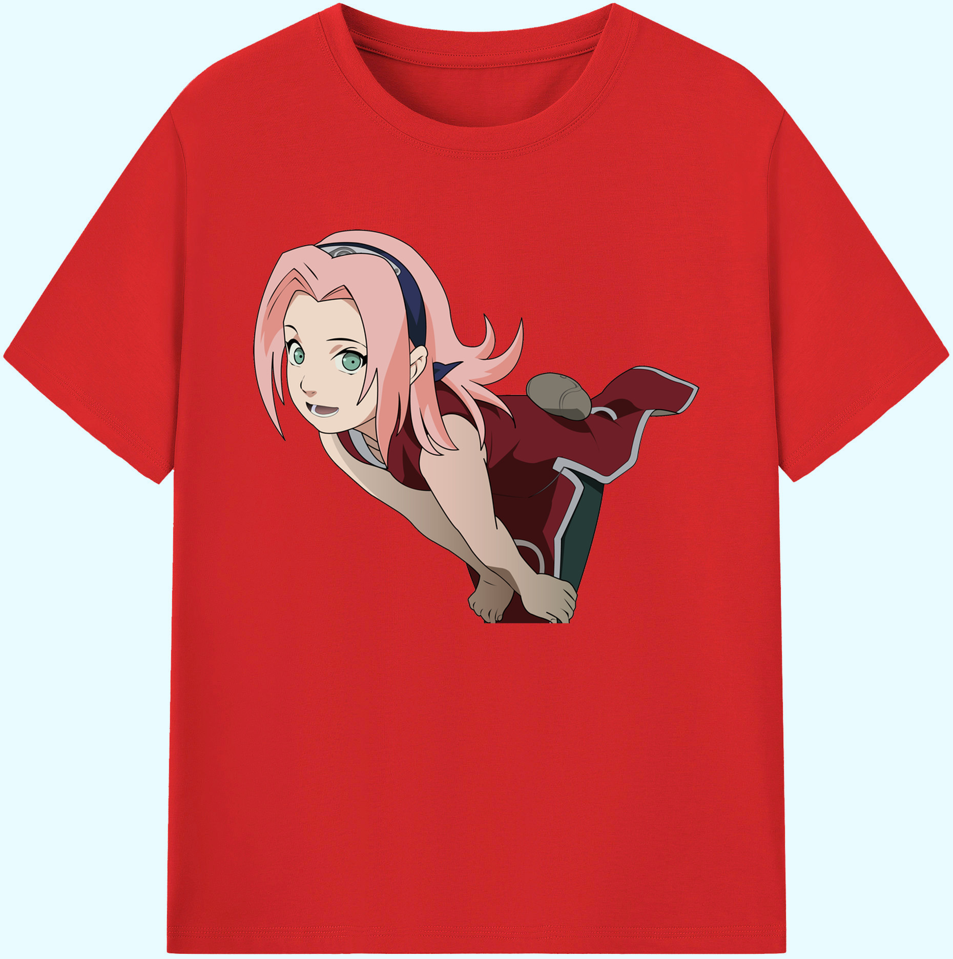 （画像用） NARUTO -ナルト- 春野サクラ Haruno Sakura 綿100％ メンズ半袖Tシャツ｜肌触りやわらか＆通気性