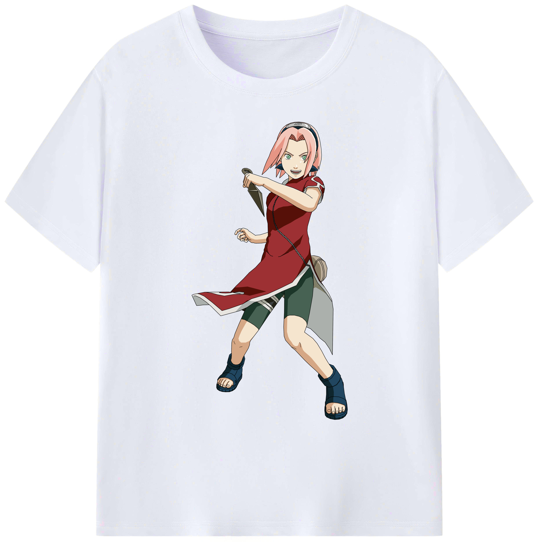 （画像用） NARUTO -ナルト- 春野サクラ Haruno Sakura 綿100％ メンズ半袖Tシャツ｜肌触りやわらか＆通気性