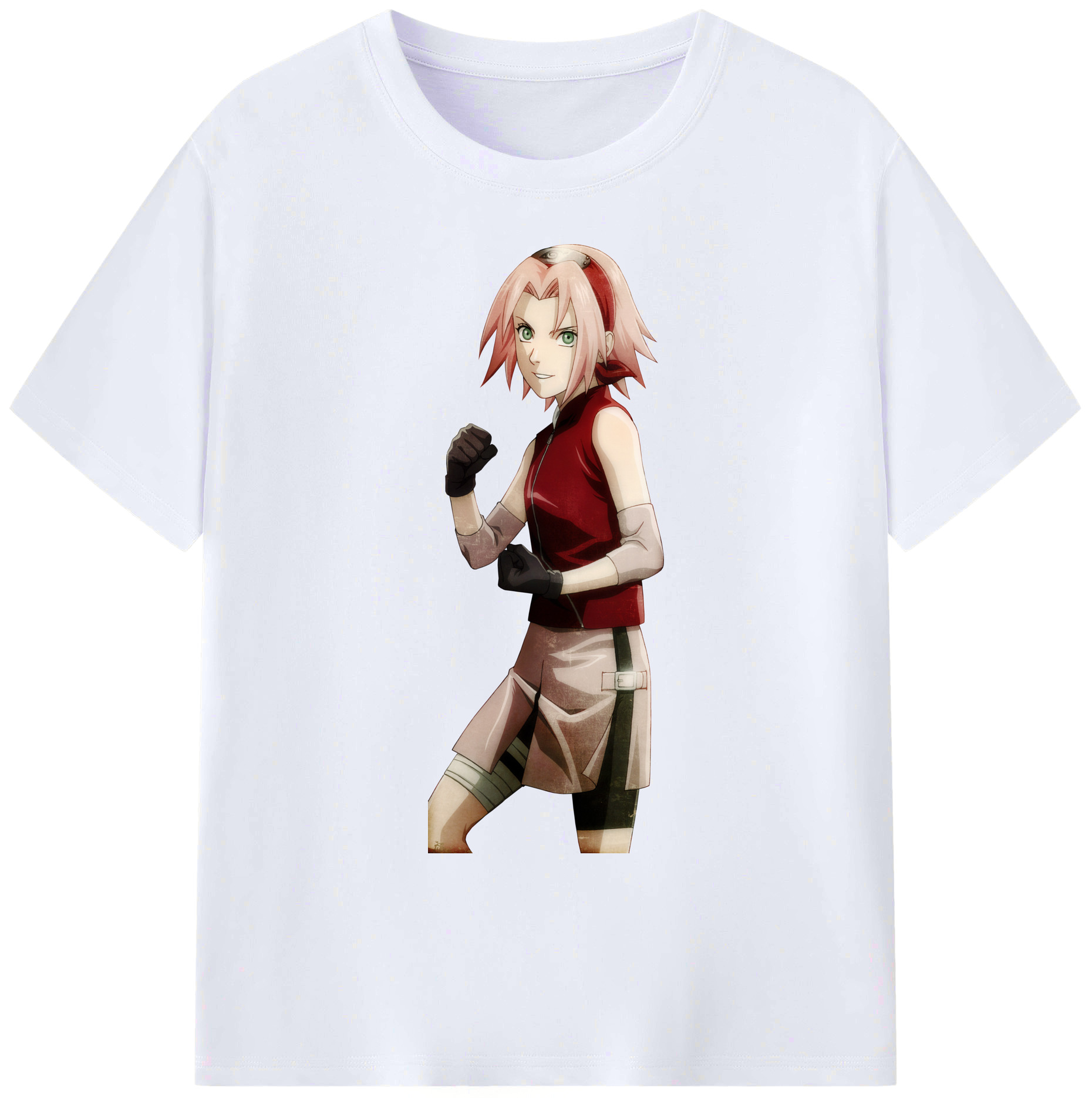 （画像用） NARUTO -ナルト- 春野サクラ Haruno Sakura 綿100％ メンズ半袖Tシャツ｜肌触りやわらか＆通気性