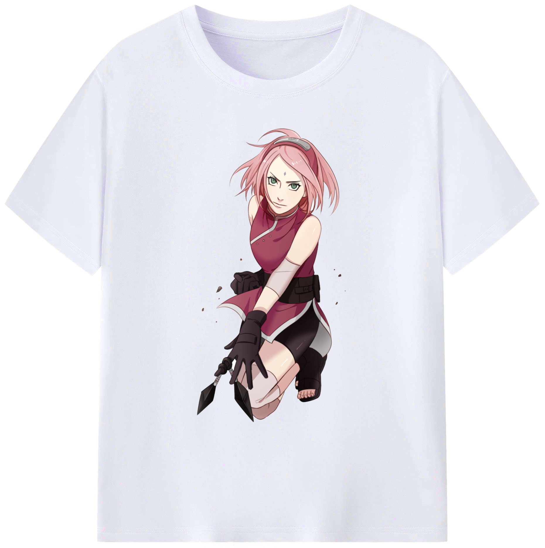 （画像用） NARUTO -ナルト- 春野サクラ Haruno Sakura 綿100％ メンズ半袖Tシャツ｜肌触りやわらか＆通気性