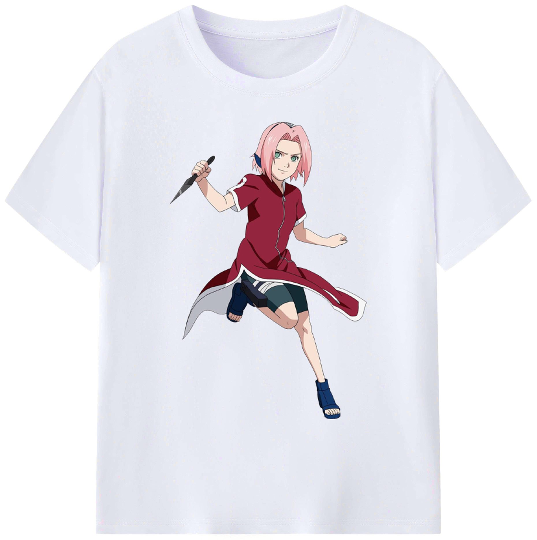（画像用） NARUTO -ナルト- 春野サクラ Haruno Sakura 綿100％ メンズ半袖Tシャツ｜肌触りやわらか＆通気性