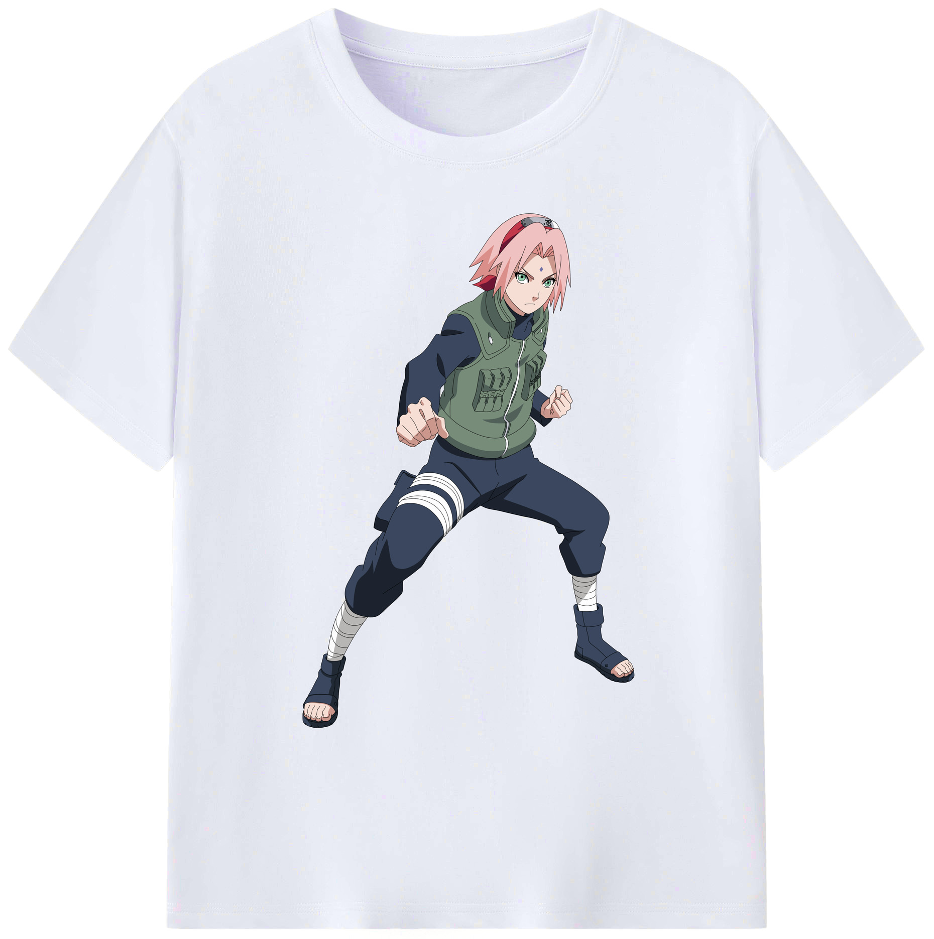 （画像用） NARUTO -ナルト- 春野サクラ Haruno Sakura 綿100％ メンズ半袖Tシャツ｜肌触りやわらか＆通気性