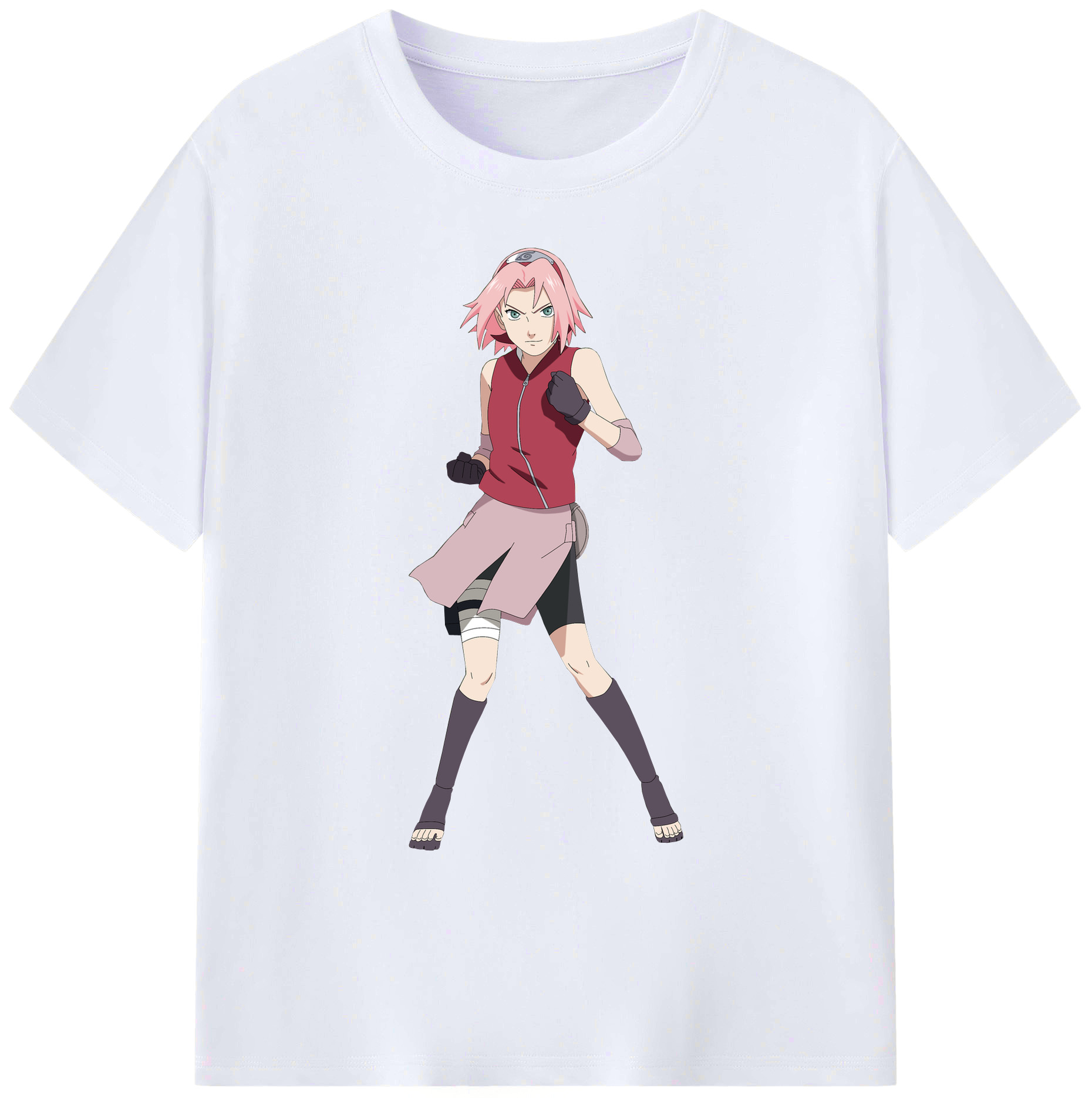 （画像用） NARUTO -ナルト- 春野サクラ Haruno Sakura 綿100％ メンズ半袖Tシャツ｜肌触りやわらか＆通気性