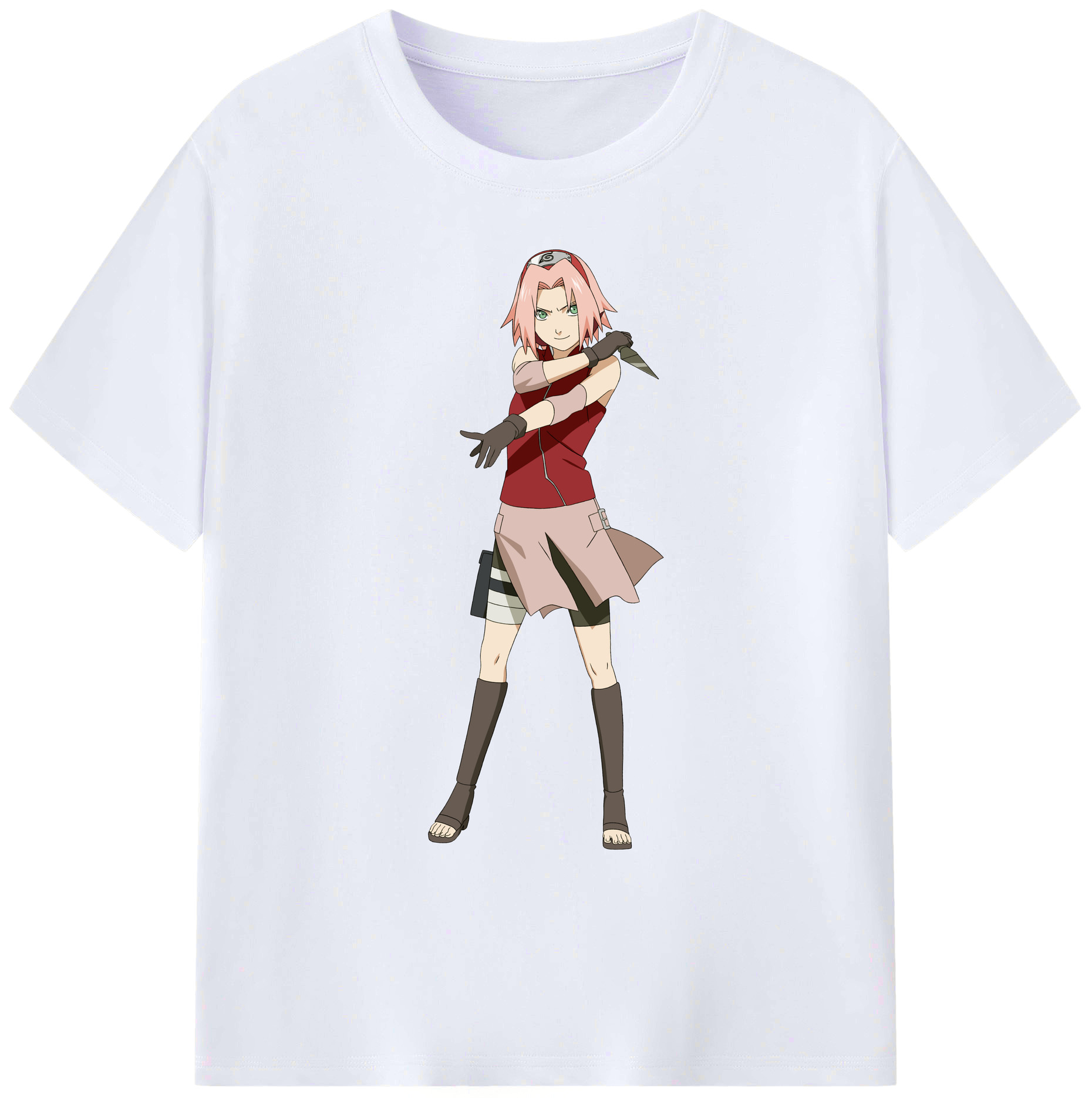 （画像用） NARUTO -ナルト- 春野サクラ Haruno Sakura 綿100％ メンズ半袖Tシャツ｜肌触りやわらか＆通気性
