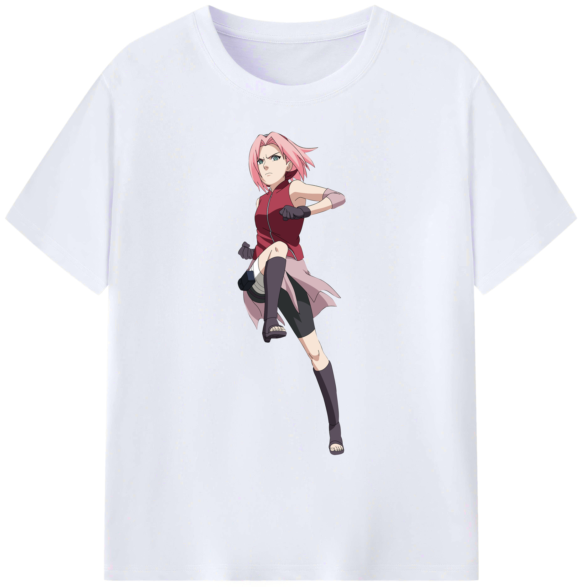 （画像用） NARUTO -ナルト- 春野サクラ Haruno Sakura 綿100％ メンズ半袖Tシャツ｜肌触りやわらか＆通気性