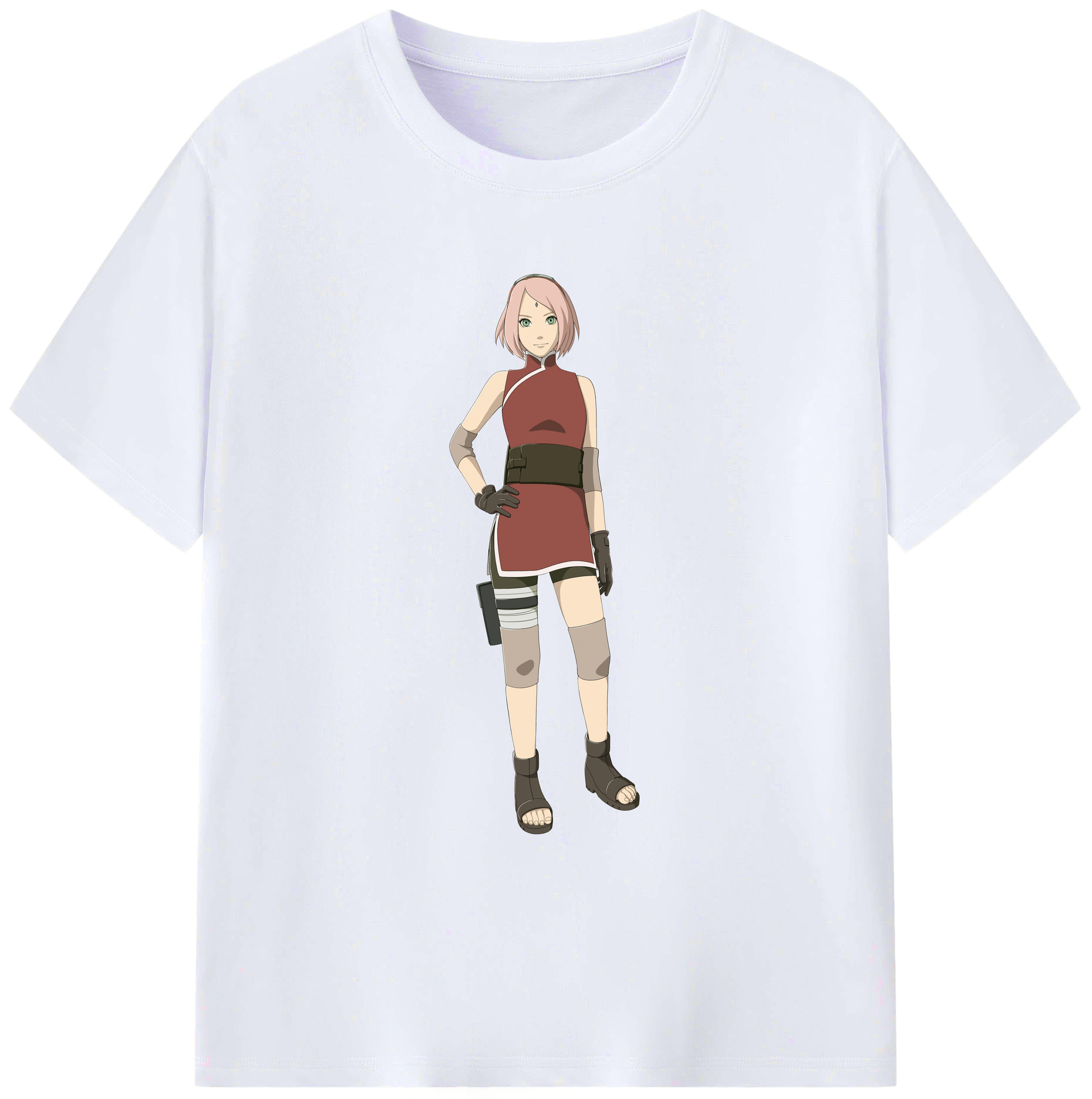 （画像用） NARUTO -ナルト- 春野サクラ Haruno Sakura 綿100％ メンズ半袖Tシャツ｜肌触りやわらか＆通気性