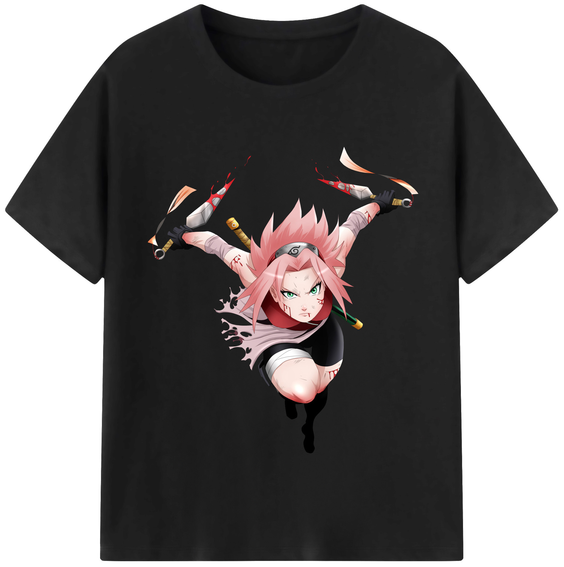 （画像用） NARUTO -ナルト- 春野サクラ Haruno Sakura レディースカジュアルプリントTシャツ（綿100％）