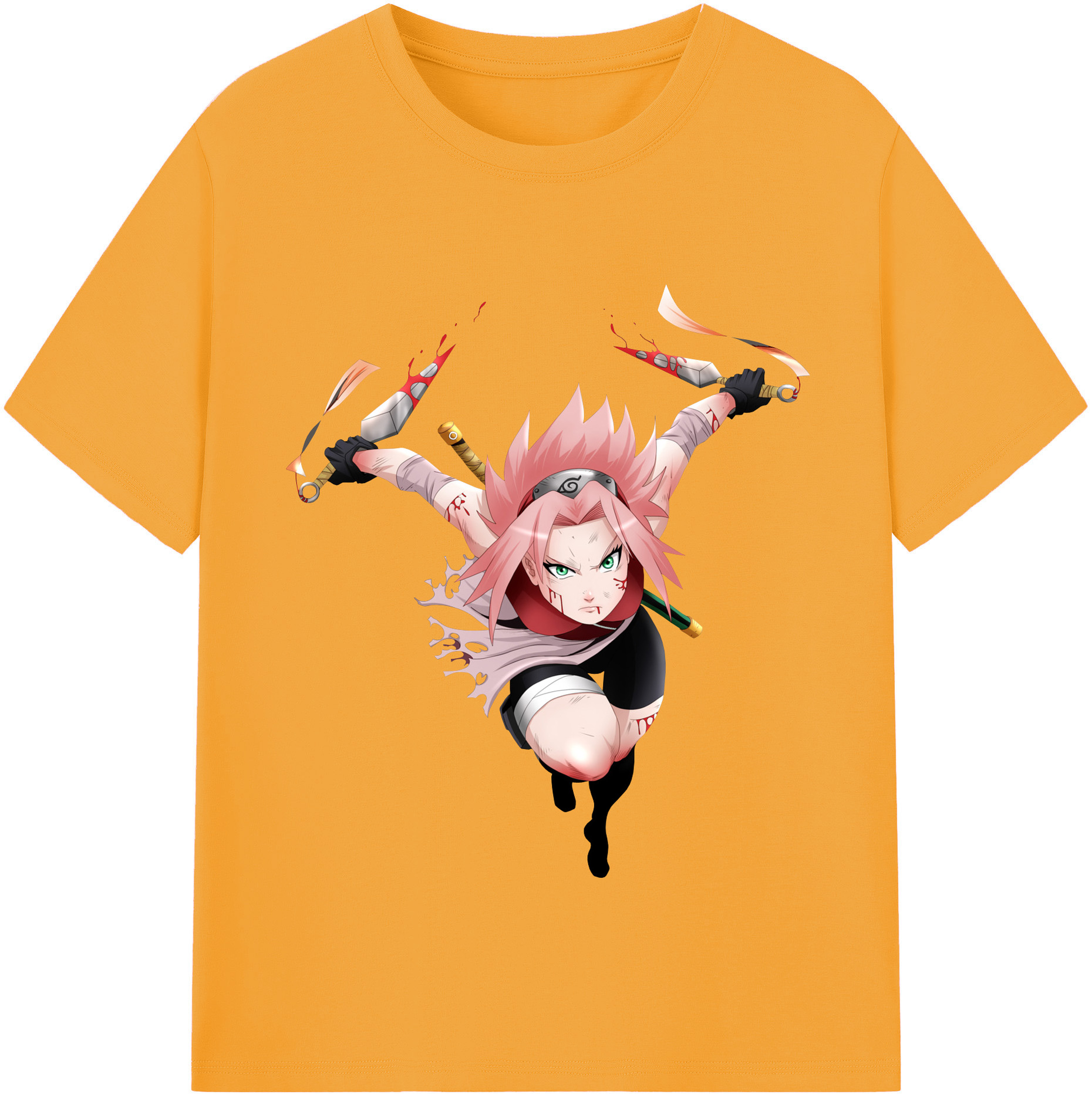 （画像用） NARUTO -ナルト- 春野サクラ Haruno Sakura レディースカジュアルプリントTシャツ（綿100％）