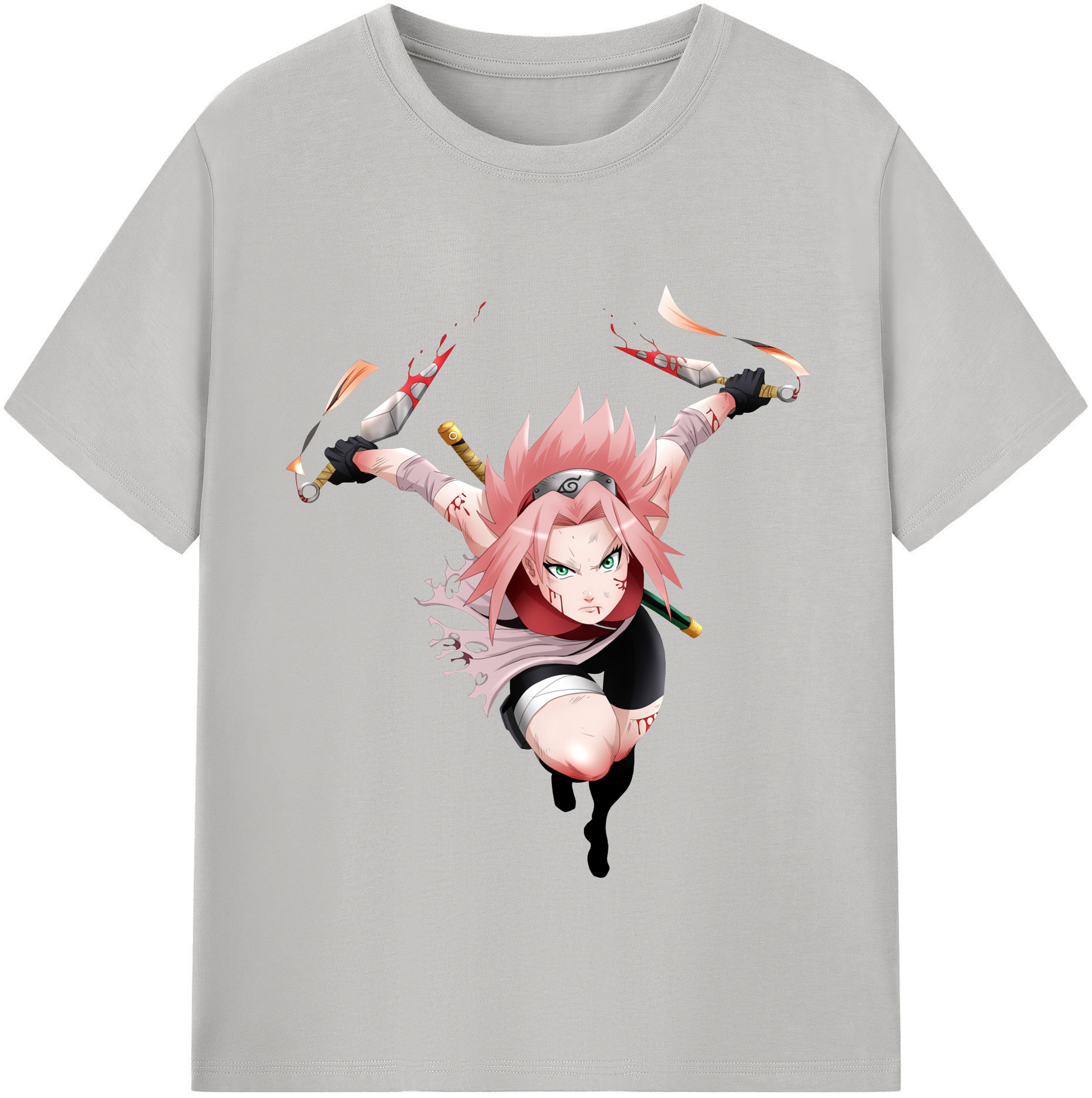 （画像用） NARUTO -ナルト- 春野サクラ Haruno Sakura レディースカジュアルプリントTシャツ（綿100％）
