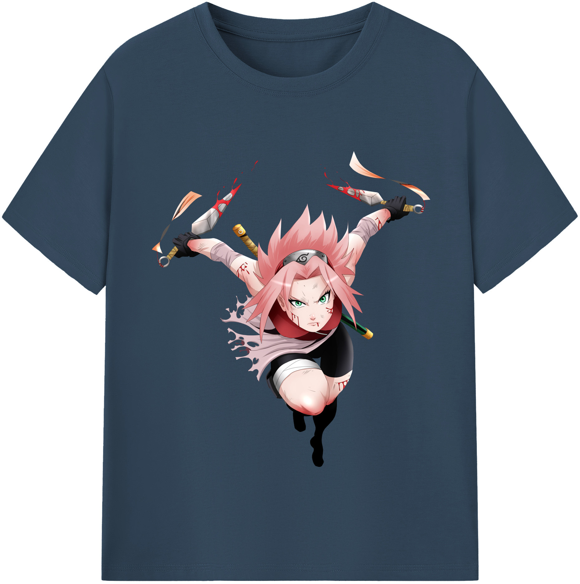 （画像用） NARUTO -ナルト- 春野サクラ Haruno Sakura レディースカジュアルプリントTシャツ（綿100％）