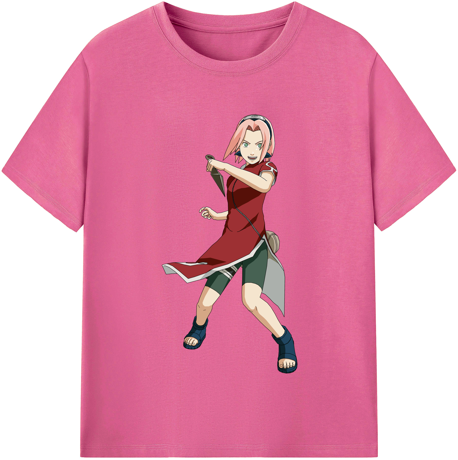 （画像用） NARUTO -ナルト- 春野サクラ Haruno Sakura レディースカジュアルプリントTシャツ（綿100％）