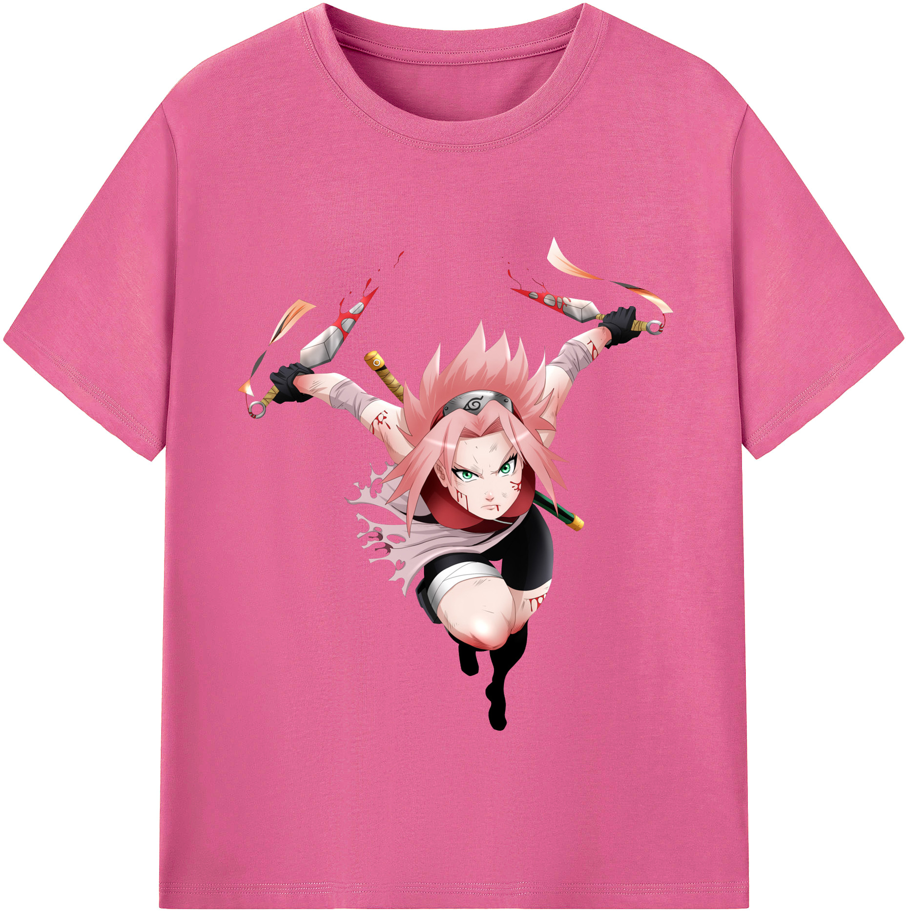 （画像用） NARUTO -ナルト- 春野サクラ Haruno Sakura レディースカジュアルプリントTシャツ（綿100％）