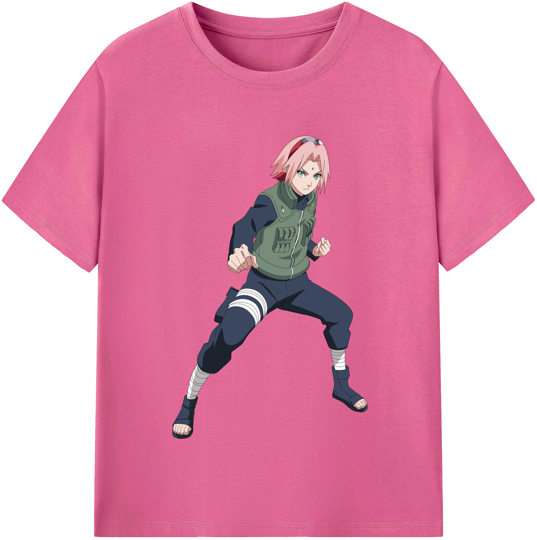 （画像用） NARUTO -ナルト- 春野サクラ Haruno Sakura レディースカジュアルプリントTシャツ（綿100％）