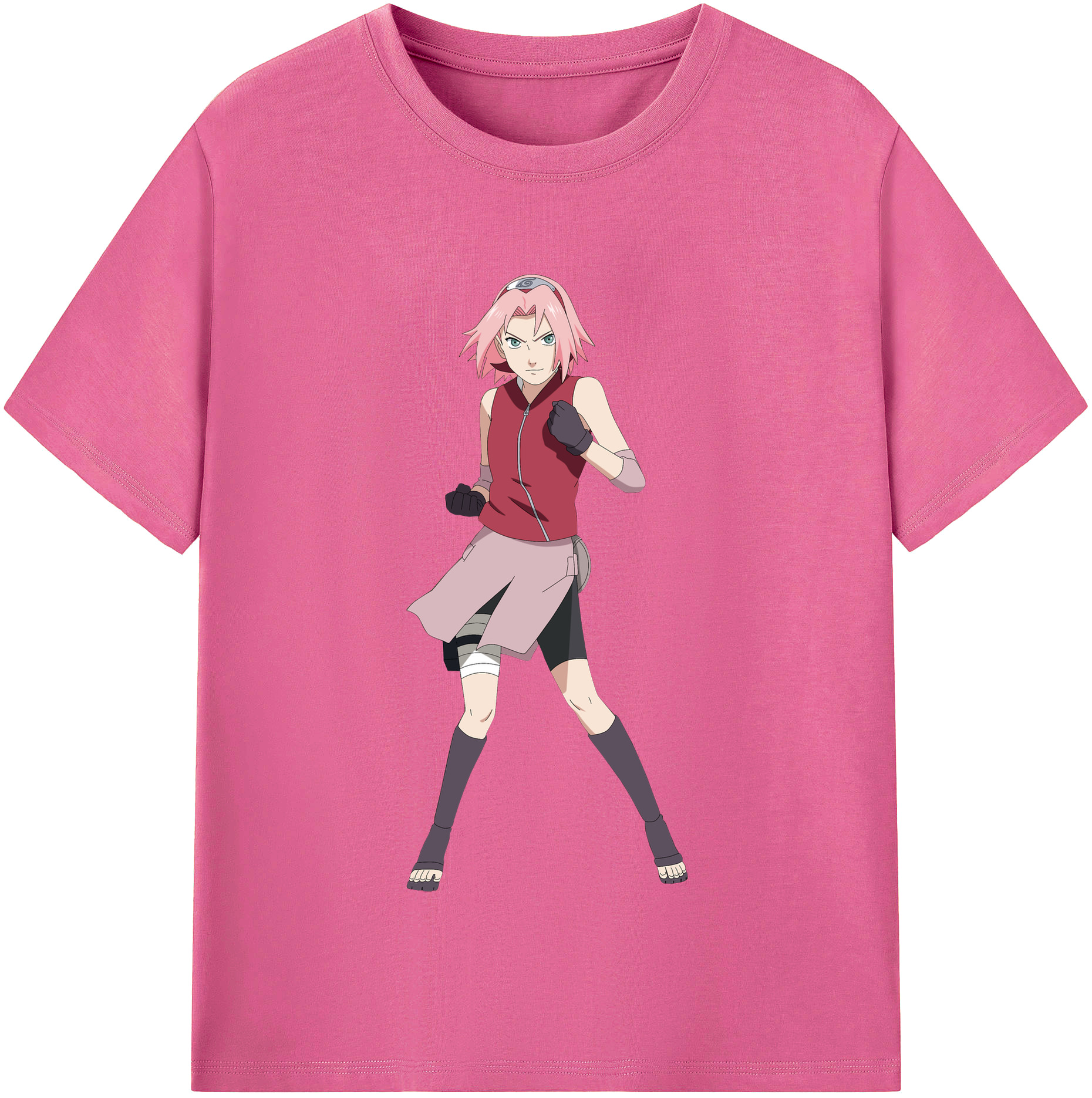 （画像用） NARUTO -ナルト- 春野サクラ Haruno Sakura レディースカジュアルプリントTシャツ（綿100％）