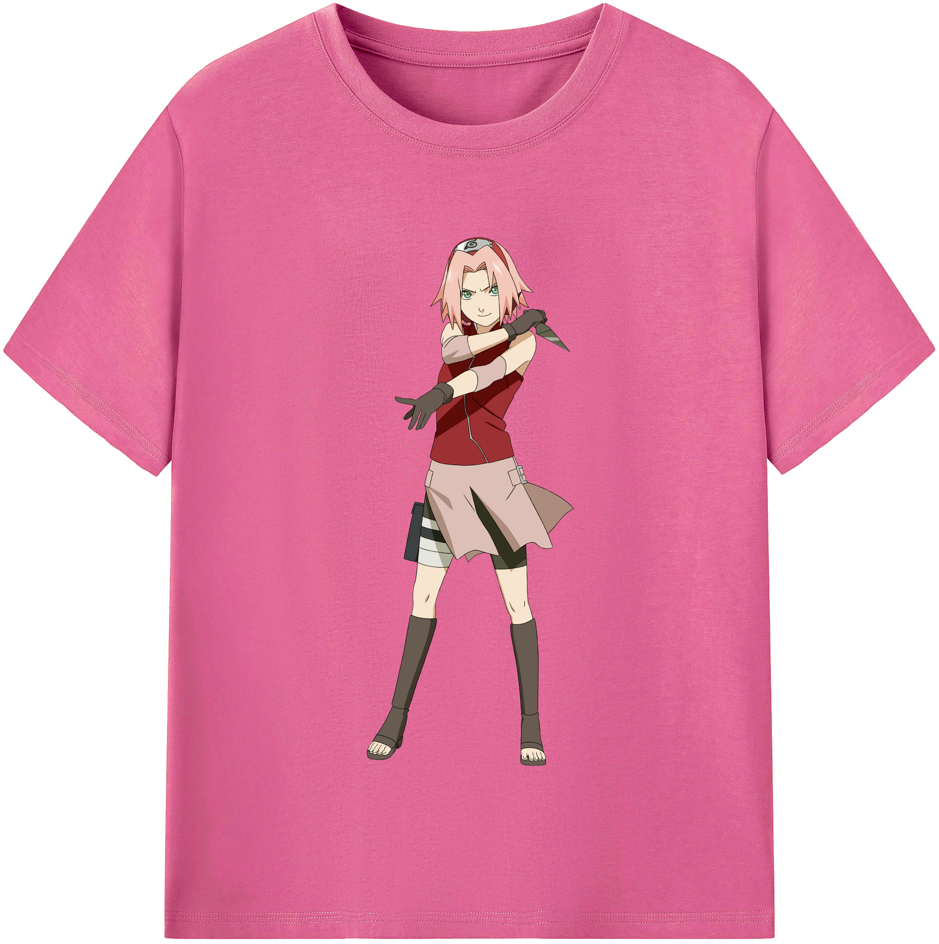 （画像用） NARUTO -ナルト- 春野サクラ Haruno Sakura レディースカジュアルプリントTシャツ（綿100％）