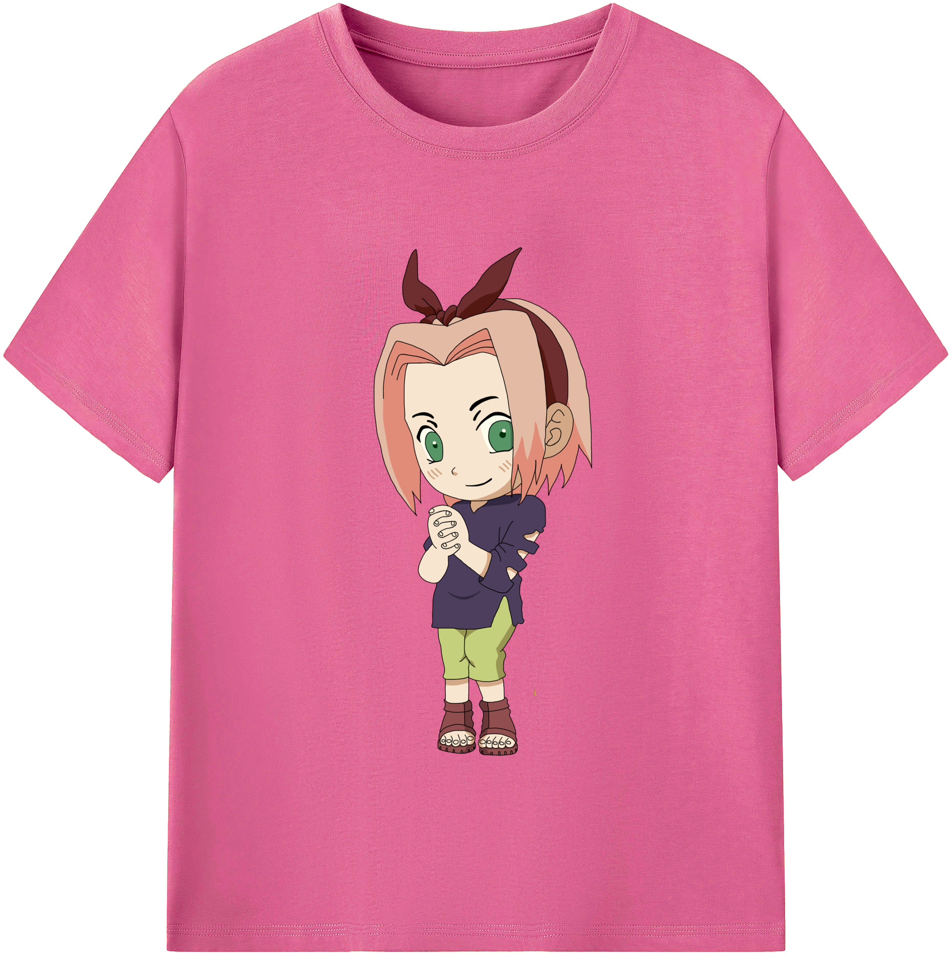 （画像用） NARUTO -ナルト- 春野サクラ Haruno Sakura レディースカジュアルプリントTシャツ（綿100％）