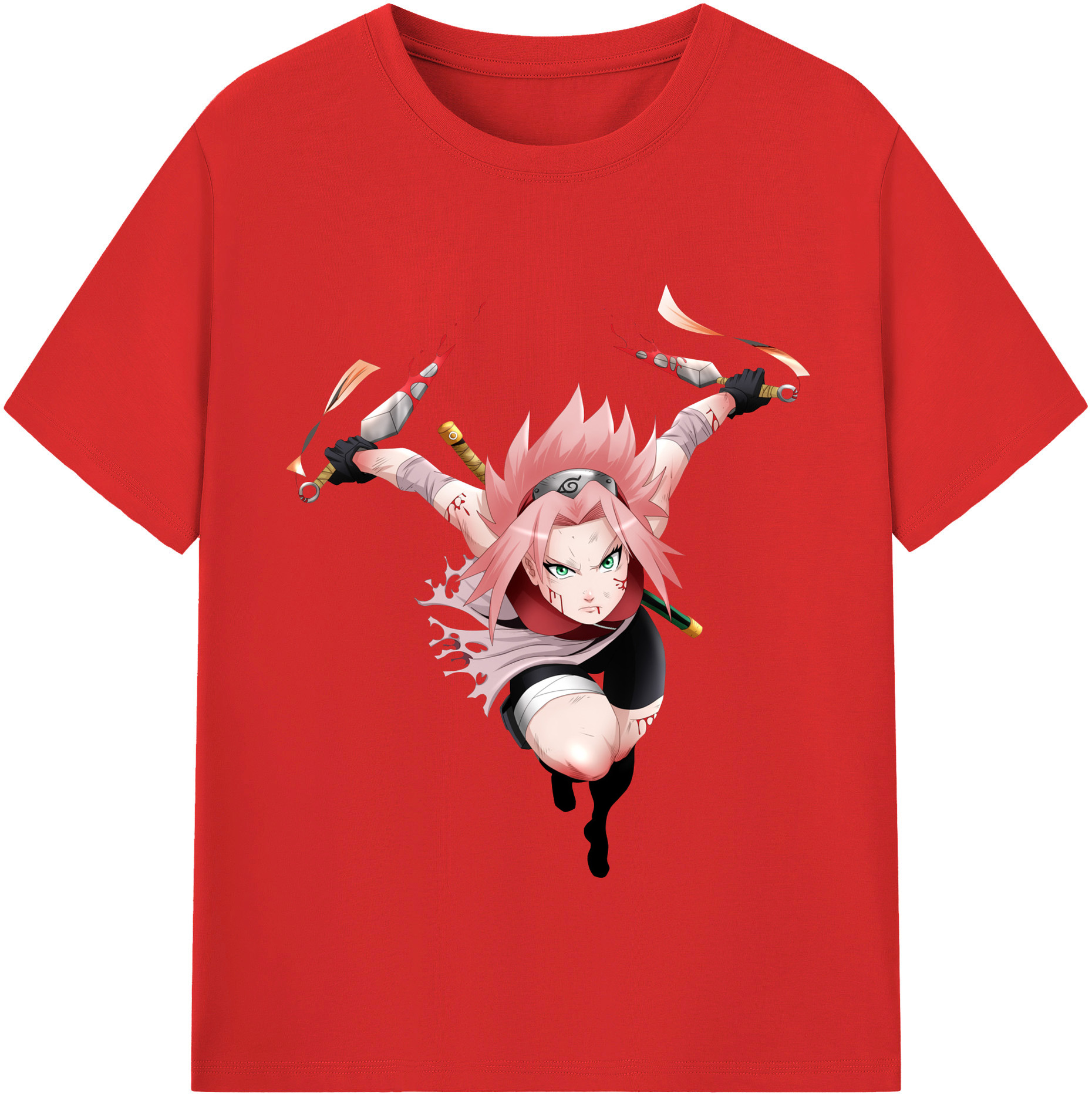 （画像用） NARUTO -ナルト- 春野サクラ Haruno Sakura レディースカジュアルプリントTシャツ（綿100％）