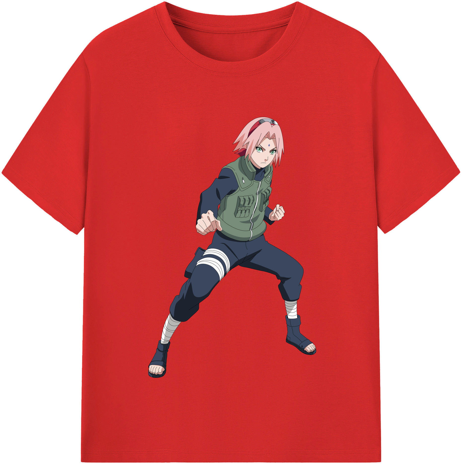 （画像用） NARUTO -ナルト- 春野サクラ Haruno Sakura レディースカジュアルプリントTシャツ（綿100％）