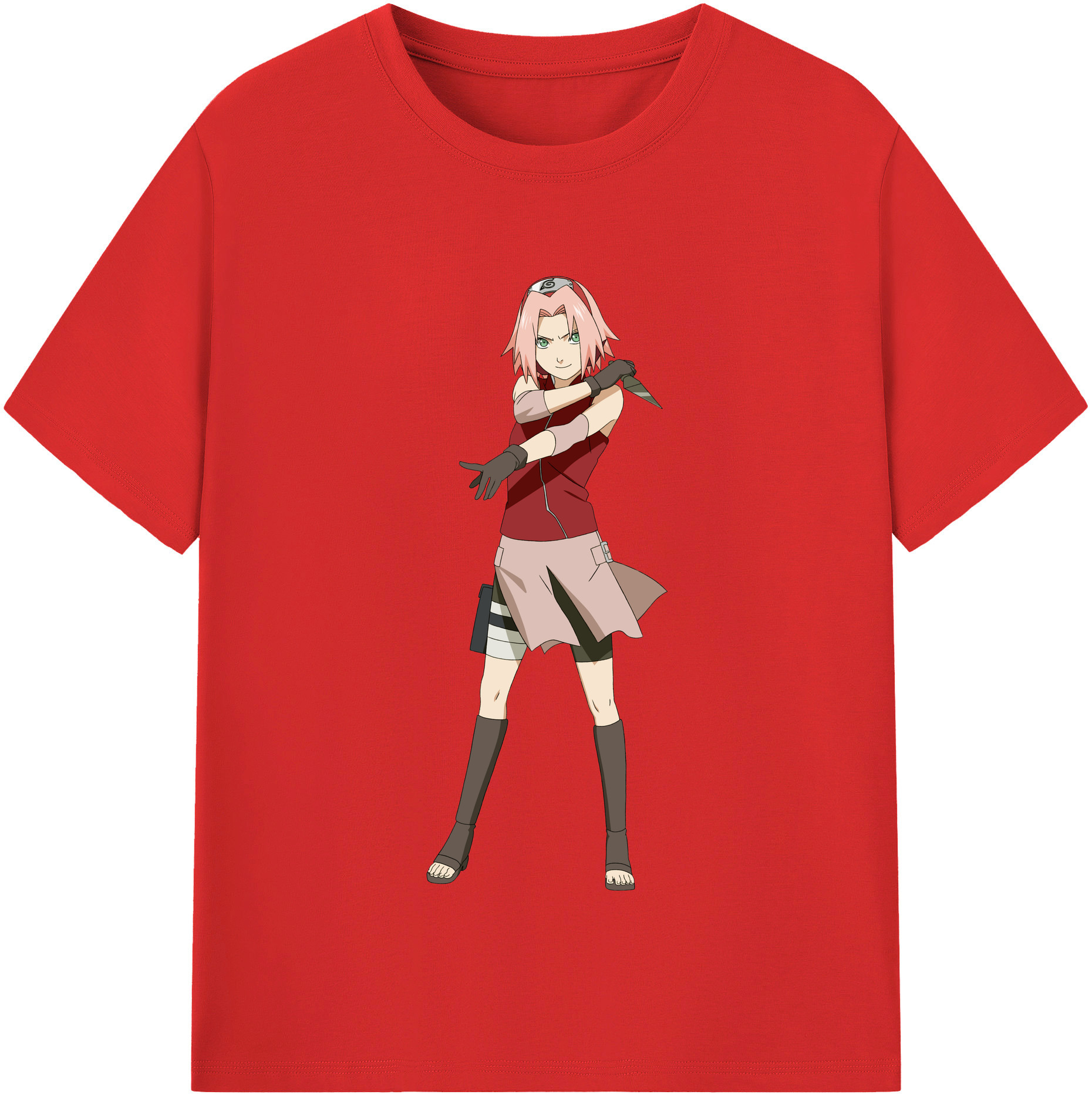 （画像用） NARUTO -ナルト- 春野サクラ Haruno Sakura レディースカジュアルプリントTシャツ（綿100％）