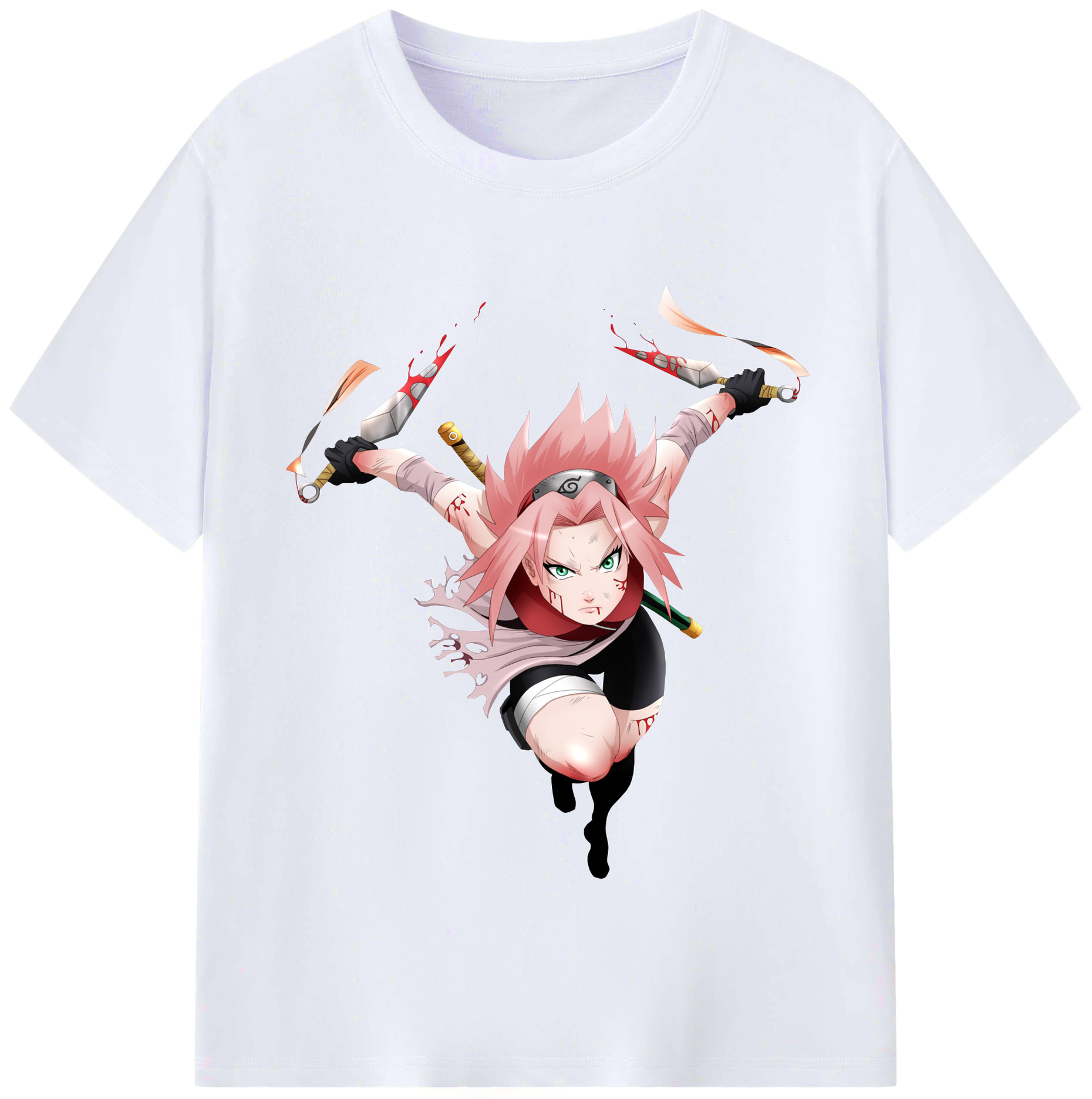 （画像用） NARUTO -ナルト- 春野サクラ Haruno Sakura レディースカジュアルプリントTシャツ（綿100％）