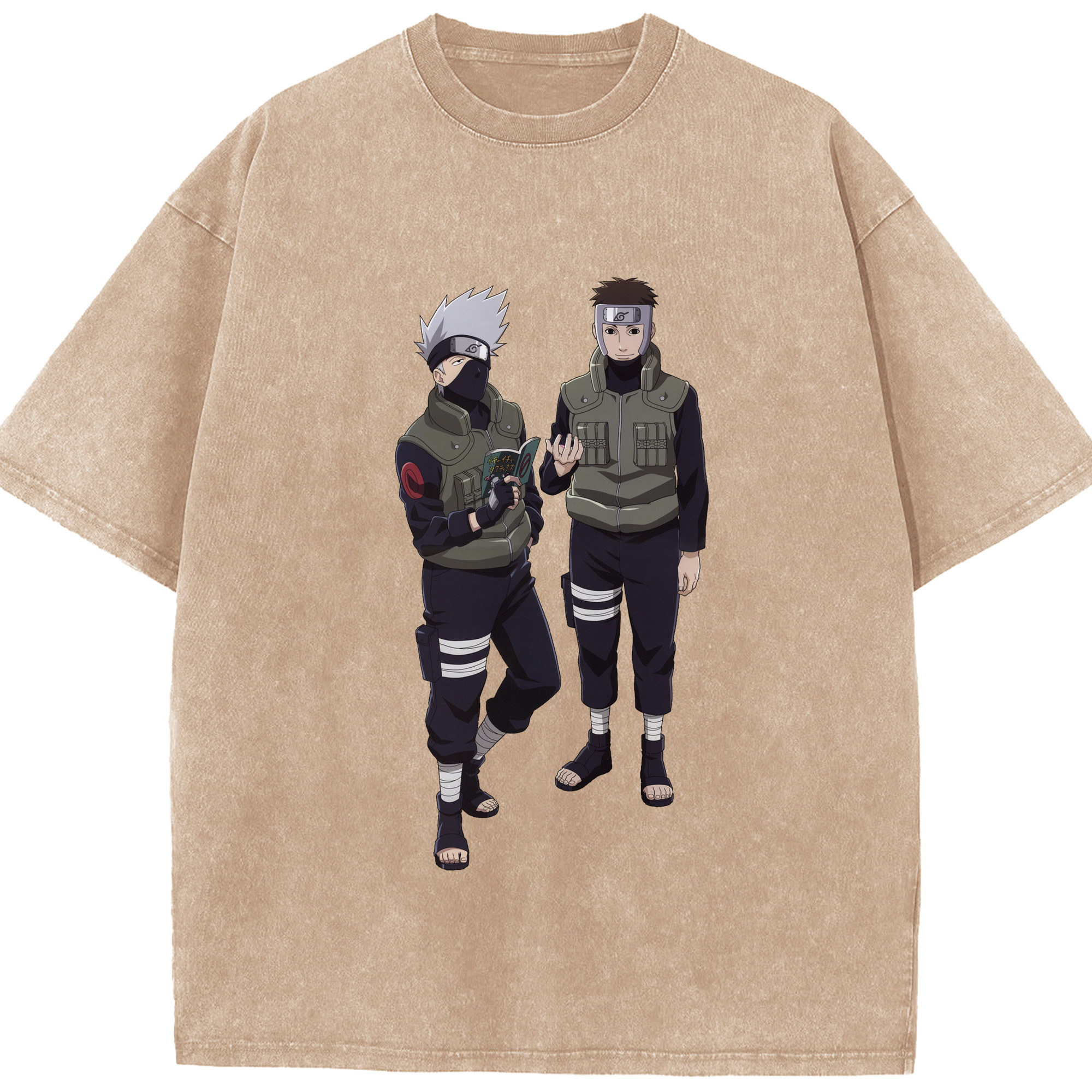 （画像用） NARUTO -ナルト- はたけ カカシ Hatake Kakashi 綿100% ヴィンテージ風 半袖Tシャツ（フロントプリント）