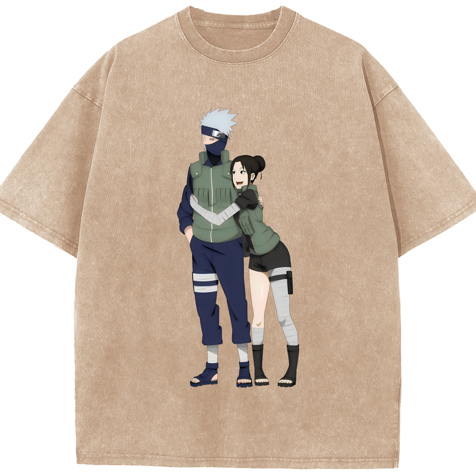 （画像用） NARUTO -ナルト- はたけ カカシ Hatake Kakashi 綿100% ヴィンテージ風 半袖Tシャツ（フロントプリント）