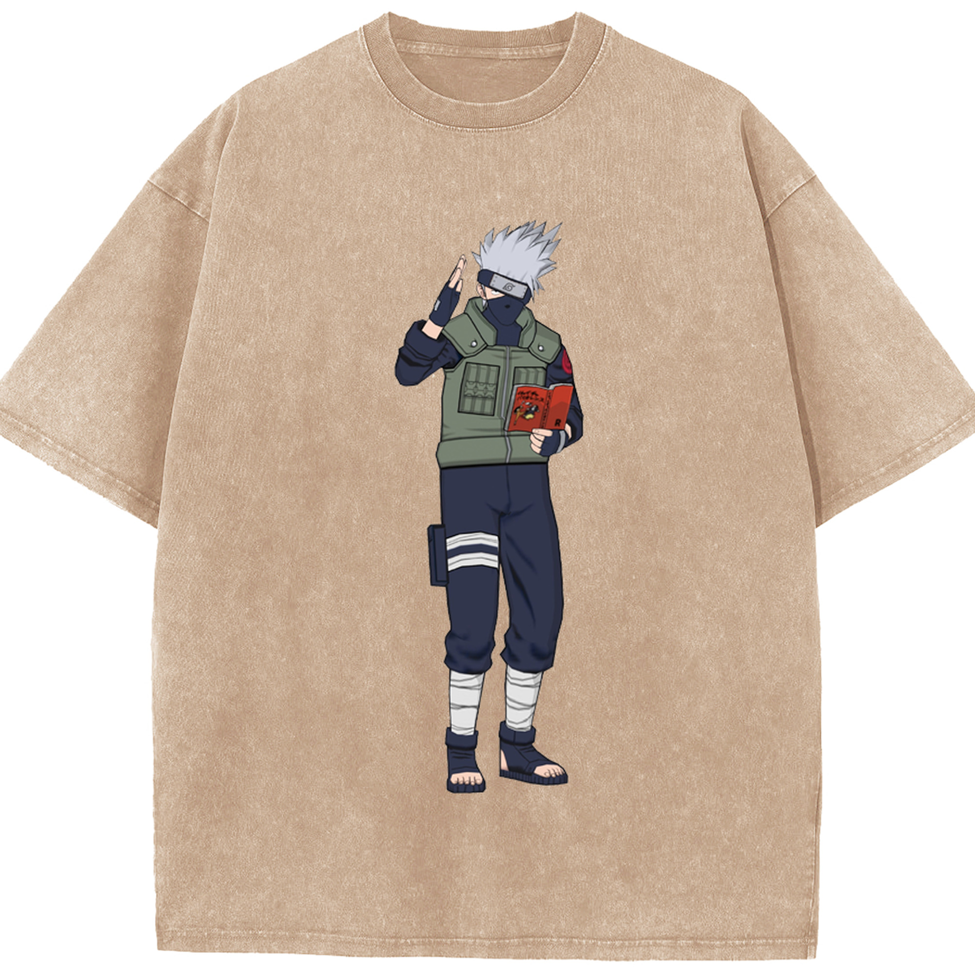 （画像用） NARUTO -ナルト- はたけ カカシ Hatake Kakashi 綿100% ヴィンテージ風 半袖Tシャツ（フロントプリント）