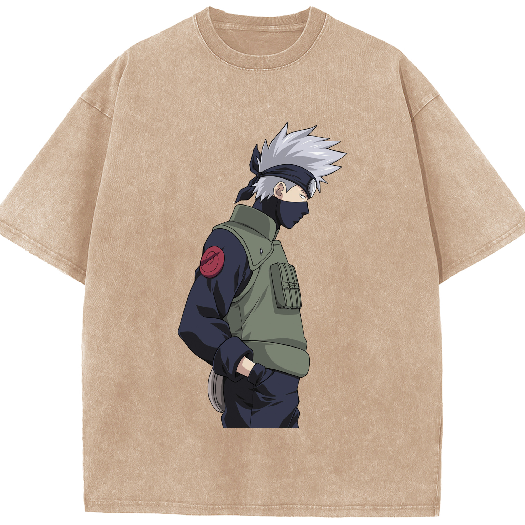（画像用） NARUTO -ナルト- はたけ カカシ Hatake Kakashi 綿100% ヴィンテージ風 半袖Tシャツ（フロントプリント）