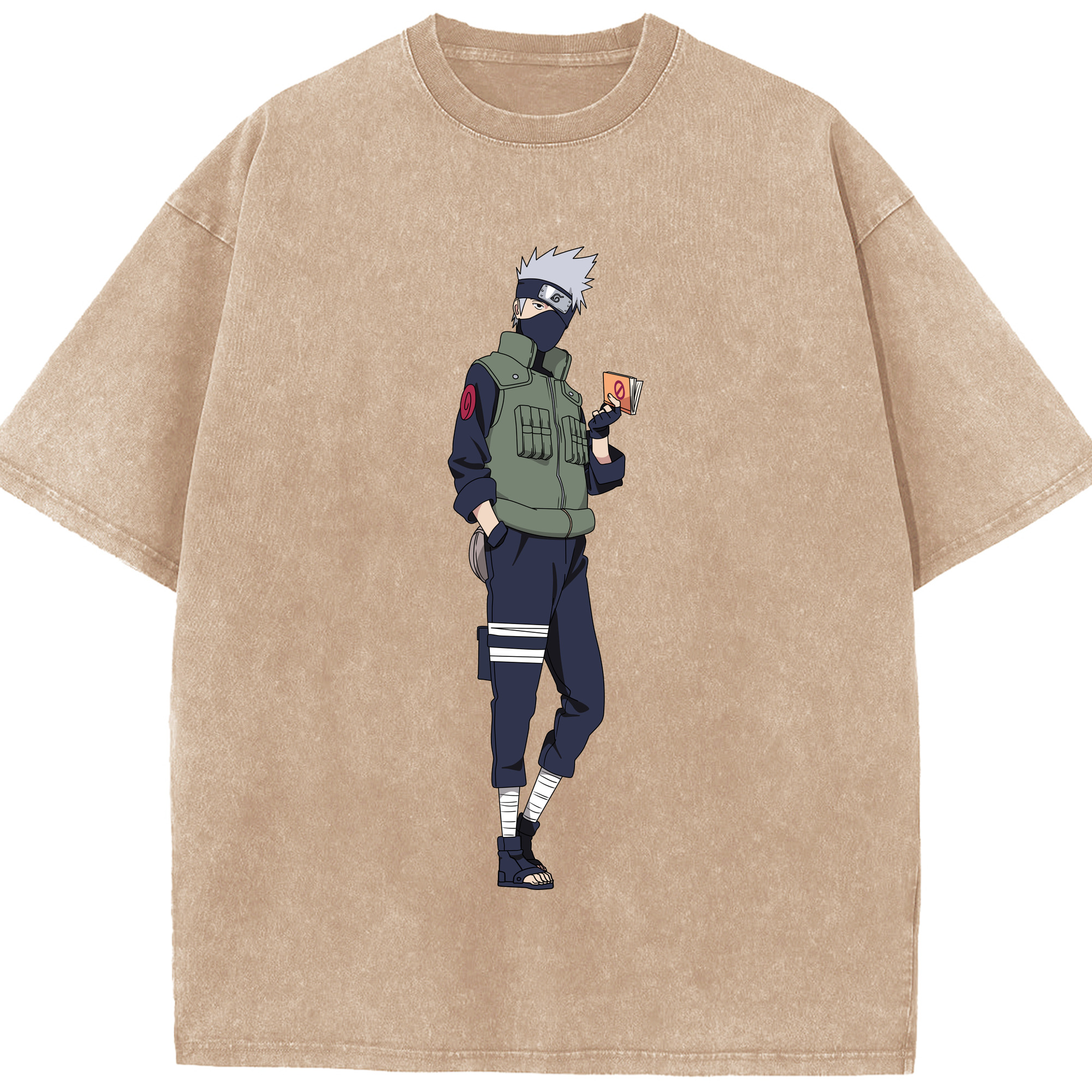 （画像用） NARUTO -ナルト- はたけ カカシ Hatake Kakashi 綿100% ヴィンテージ風 半袖Tシャツ（フロントプリント）