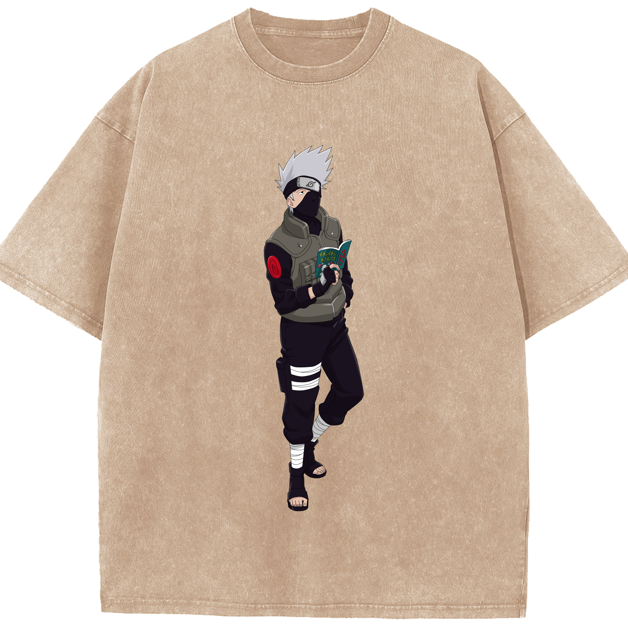 （画像用） NARUTO -ナルト- はたけ カカシ Hatake Kakashi 綿100% ヴィンテージ風 半袖Tシャツ（フロントプリント）
