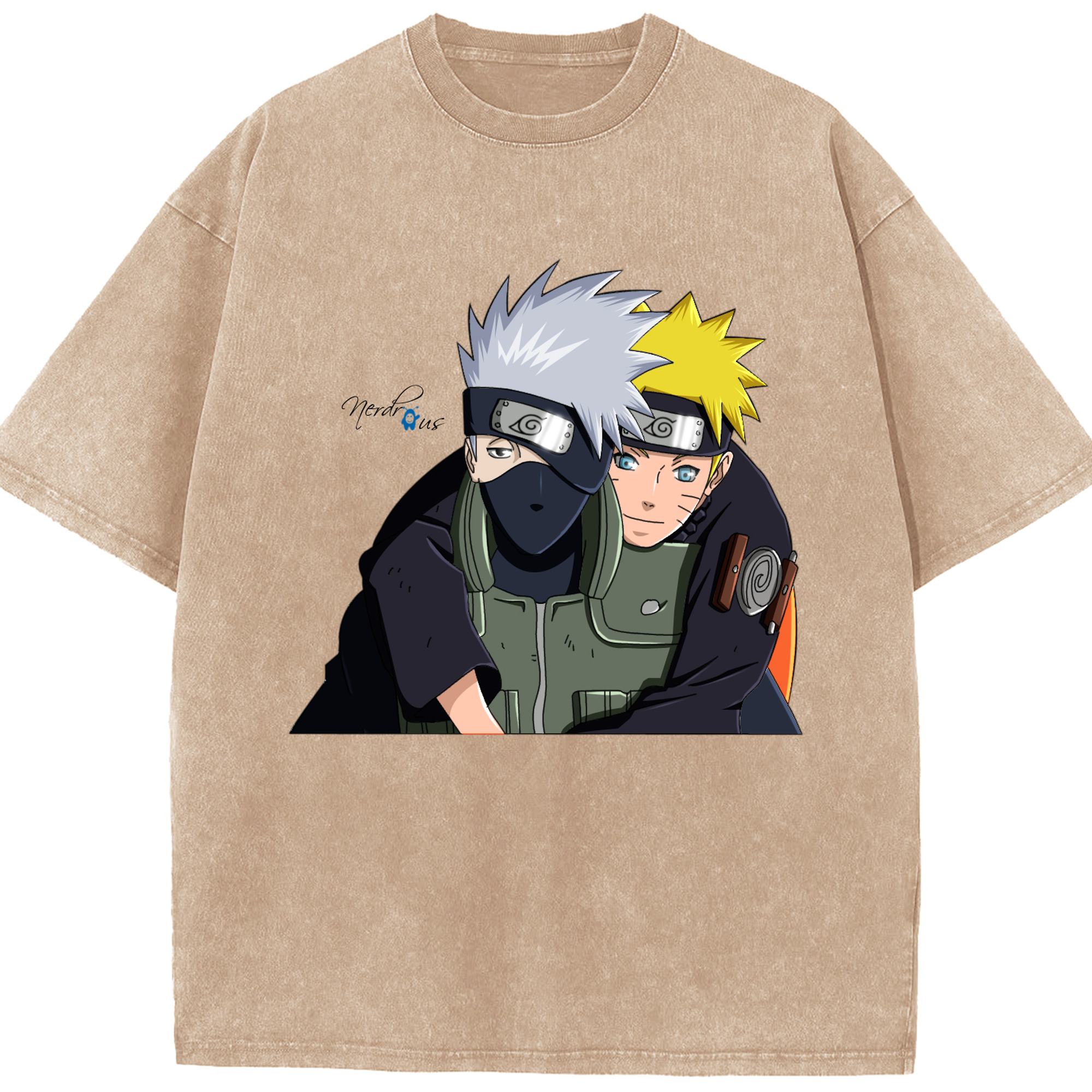 （画像用） NARUTO -ナルト- はたけ カカシ Hatake Kakashi 綿100% ヴィンテージ風 半袖Tシャツ（フロントプリント）