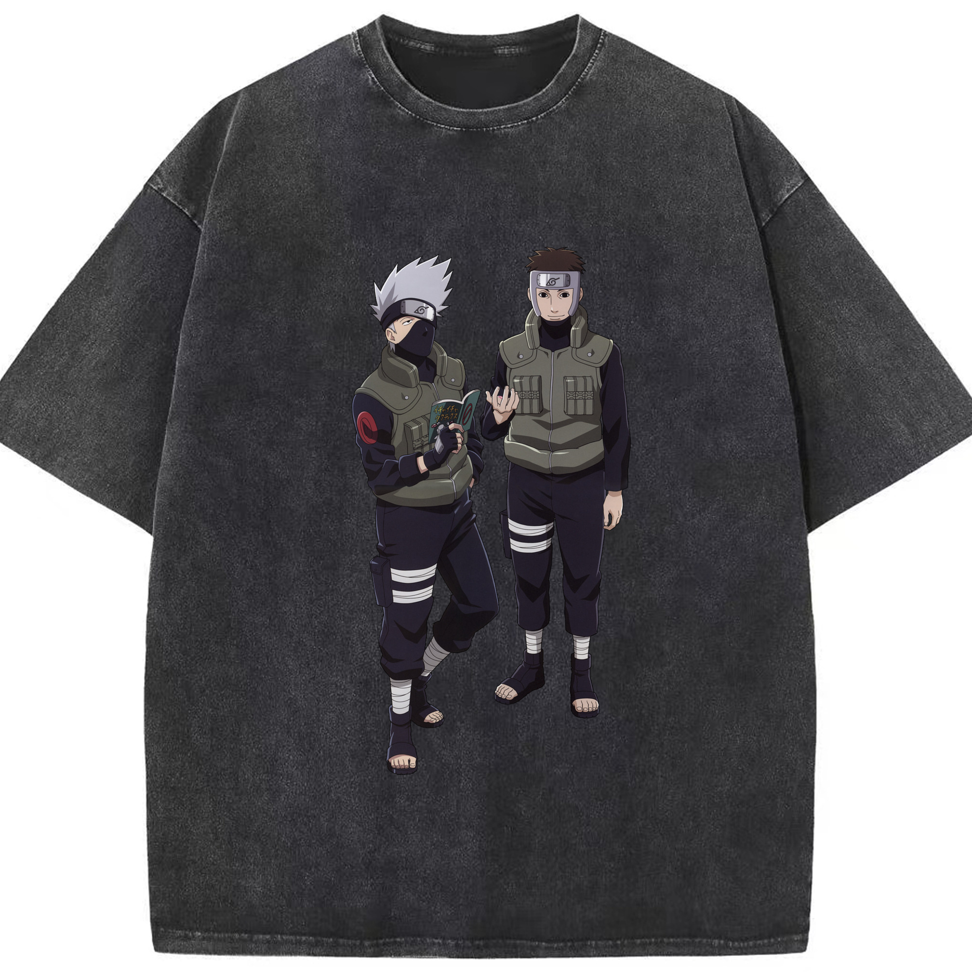 （画像用） NARUTO -ナルト- はたけ カカシ Hatake Kakashi 綿100% ヴィンテージ風 半袖Tシャツ（フロントプリント）