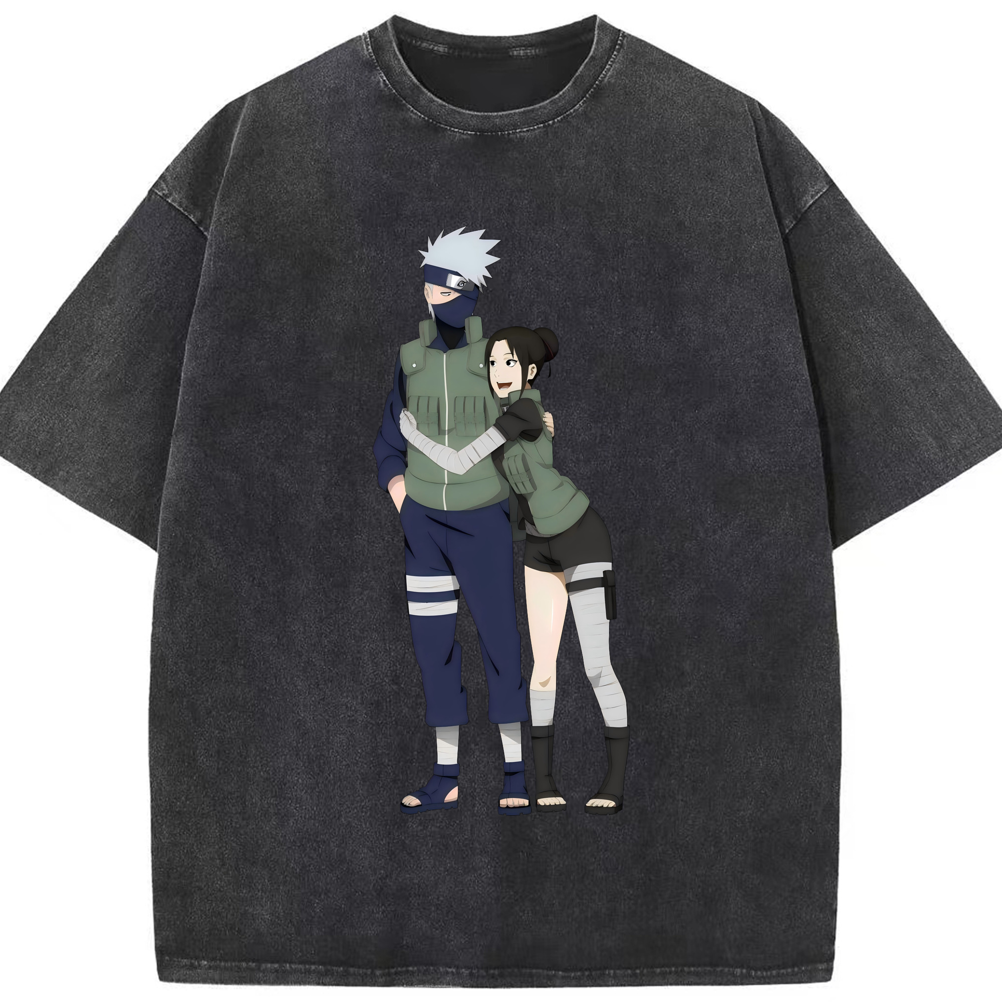 （画像用） NARUTO -ナルト- はたけ カカシ Hatake Kakashi 綿100% ヴィンテージ風 半袖Tシャツ（フロントプリント）