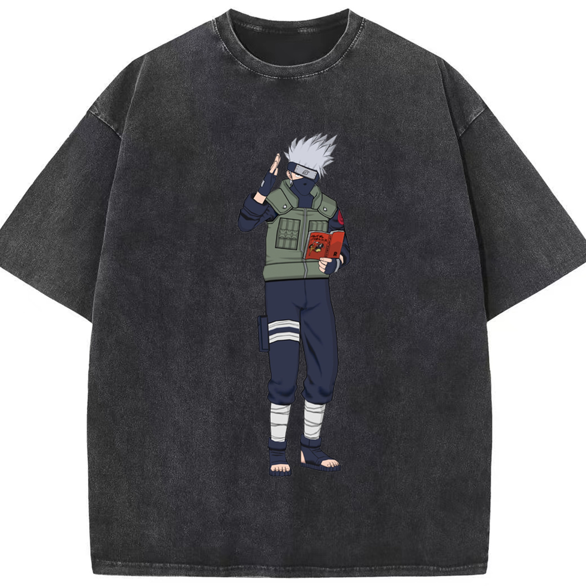 （画像用） NARUTO -ナルト- はたけ カカシ Hatake Kakashi 綿100% ヴィンテージ風 半袖Tシャツ（フロントプリント）