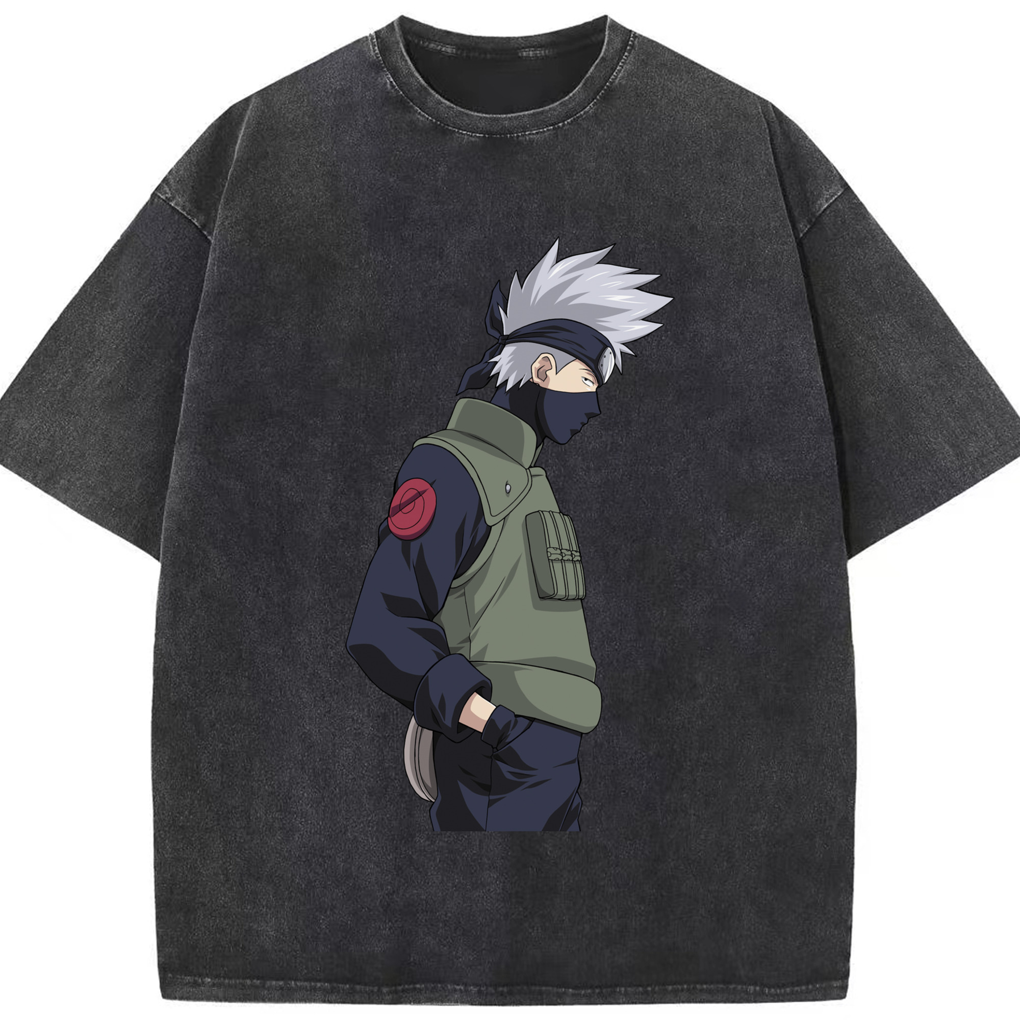 （画像用） NARUTO -ナルト- はたけ カカシ Hatake Kakashi 綿100% ヴィンテージ風 半袖Tシャツ（フロントプリント）
