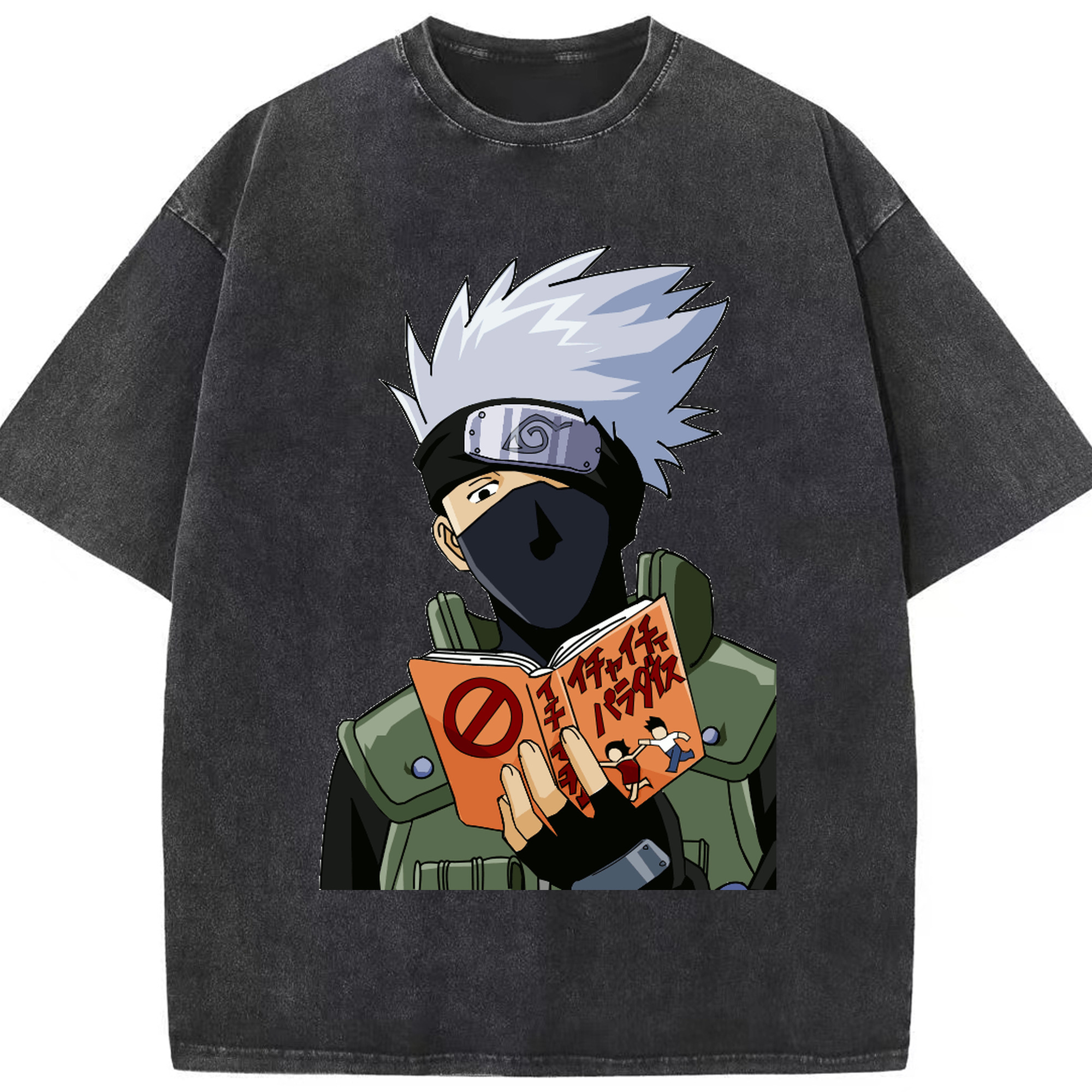 （画像用） NARUTO -ナルト- はたけ カカシ Hatake Kakashi 綿100% ヴィンテージ風 半袖Tシャツ（フロントプリント）