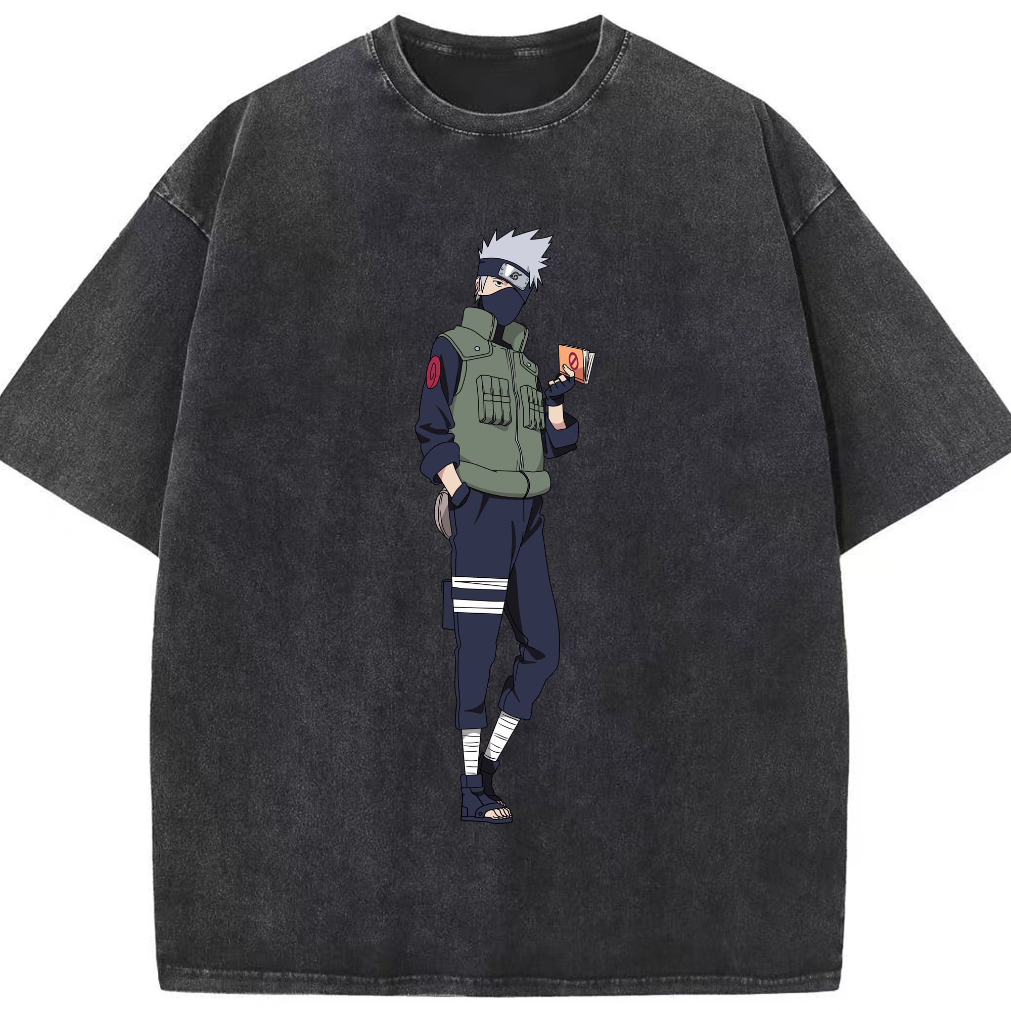 （画像用） NARUTO -ナルト- はたけ カカシ Hatake Kakashi 綿100% ヴィンテージ風 半袖Tシャツ（フロントプリント）