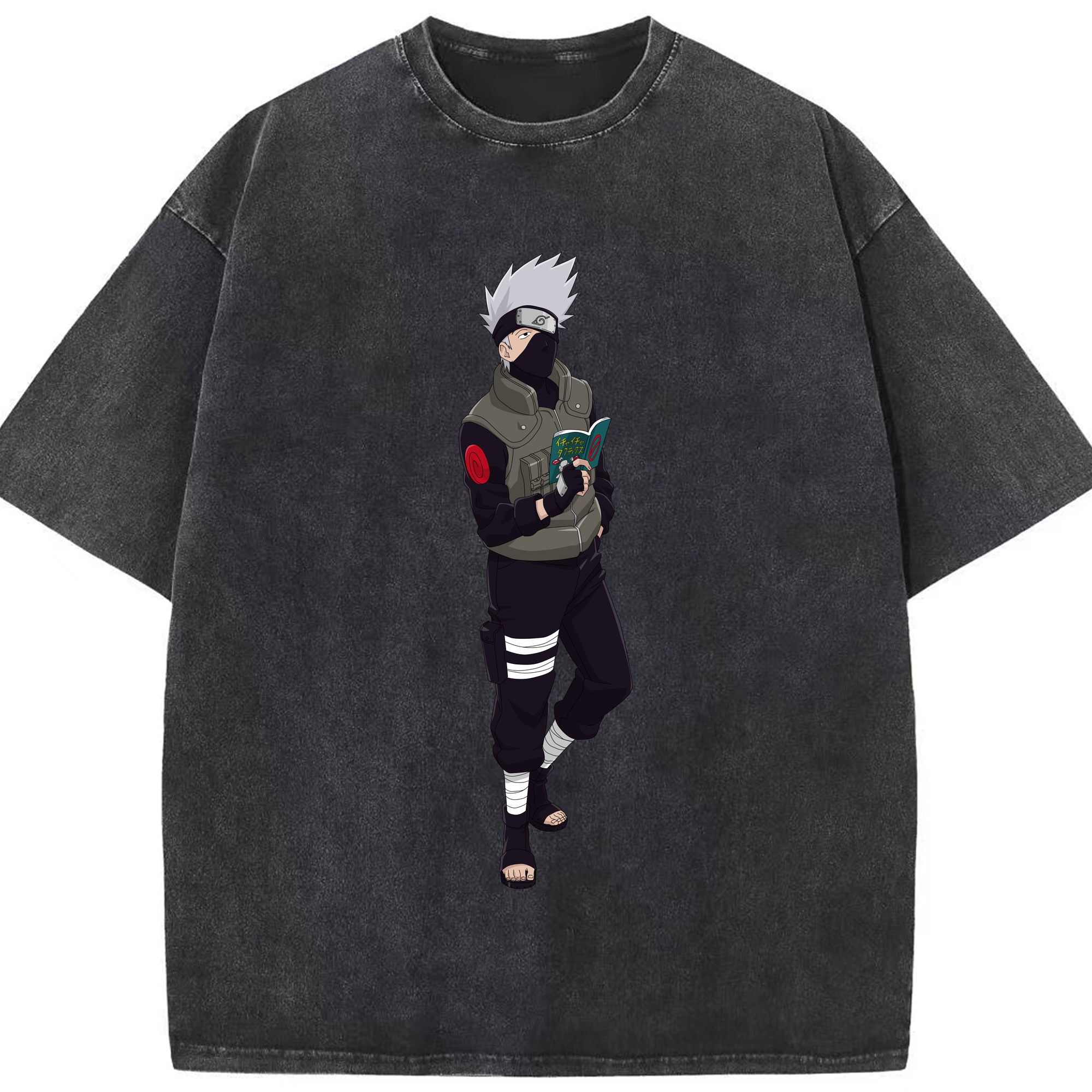 （画像用） NARUTO -ナルト- はたけ カカシ Hatake Kakashi 綿100% ヴィンテージ風 半袖Tシャツ（フロントプリント）