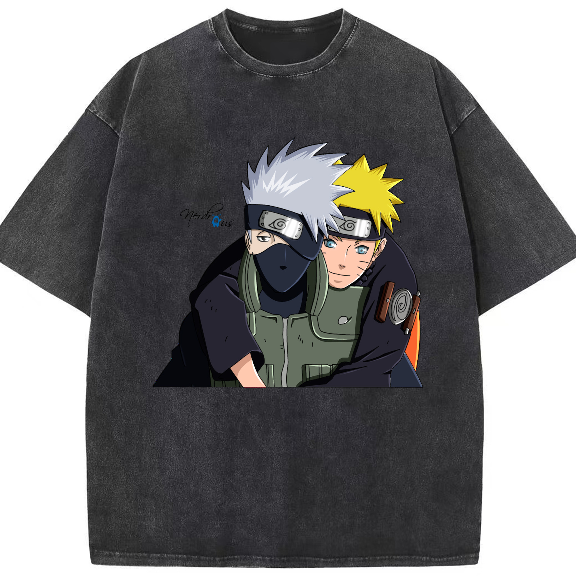 （画像用） NARUTO -ナルト- はたけ カカシ Hatake Kakashi 綿100% ヴィンテージ風 半袖Tシャツ（フロントプリント）
