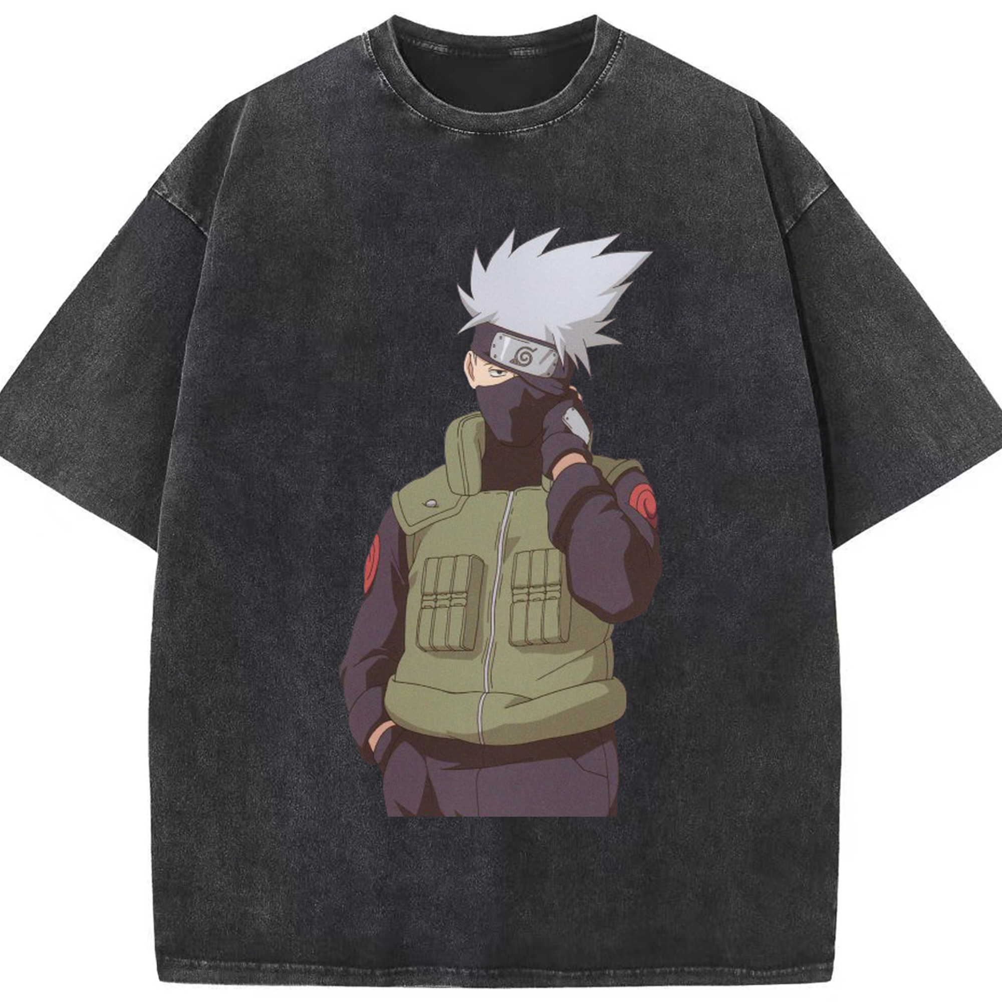 （画像用） NARUTO -ナルト- はたけ カカシ Hatake Kakashi 綿100% ヴィンテージ風 半袖Tシャツ（フロントプリント）