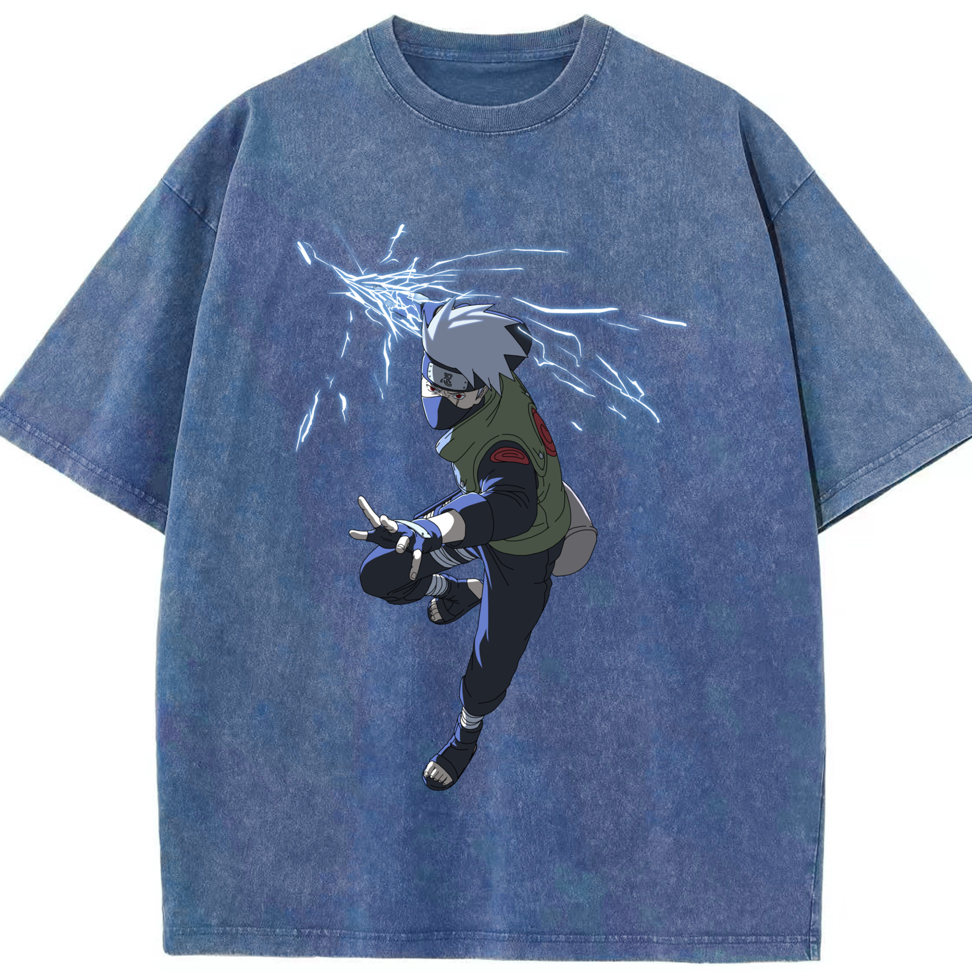 （画像用） NARUTO -ナルト- はたけ カカシ Hatake Kakashi 綿100% ヴィンテージ風 半袖Tシャツ（フロントプリント）