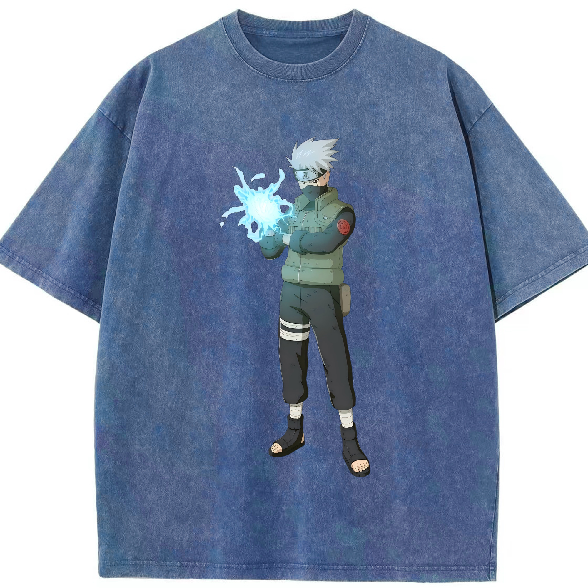 （画像用） NARUTO -ナルト- はたけ カカシ Hatake Kakashi 綿100% ヴィンテージ風 半袖Tシャツ（フロントプリント）