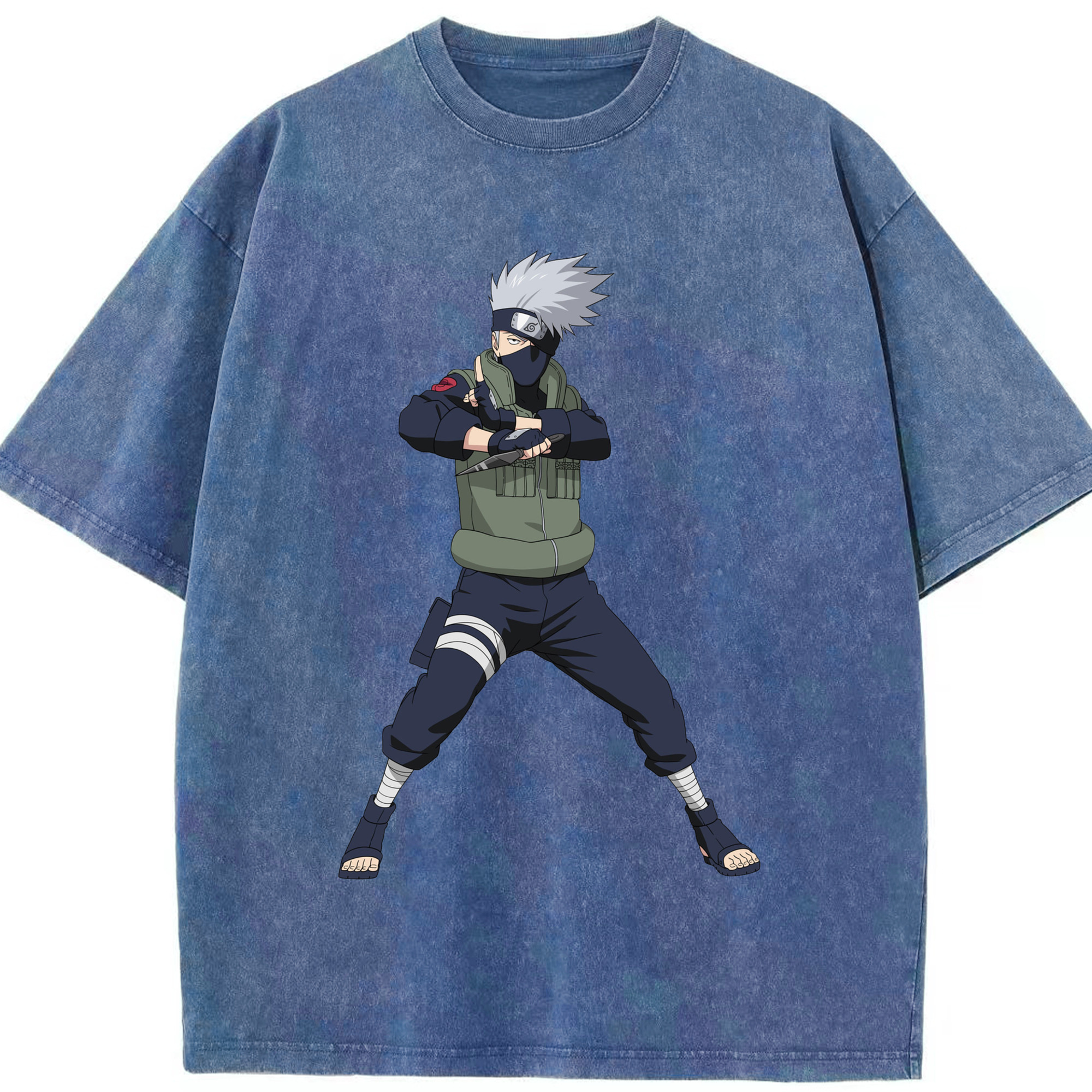 （画像用） NARUTO -ナルト- はたけ カカシ Hatake Kakashi 綿100% ヴィンテージ風 半袖Tシャツ（フロントプリント）