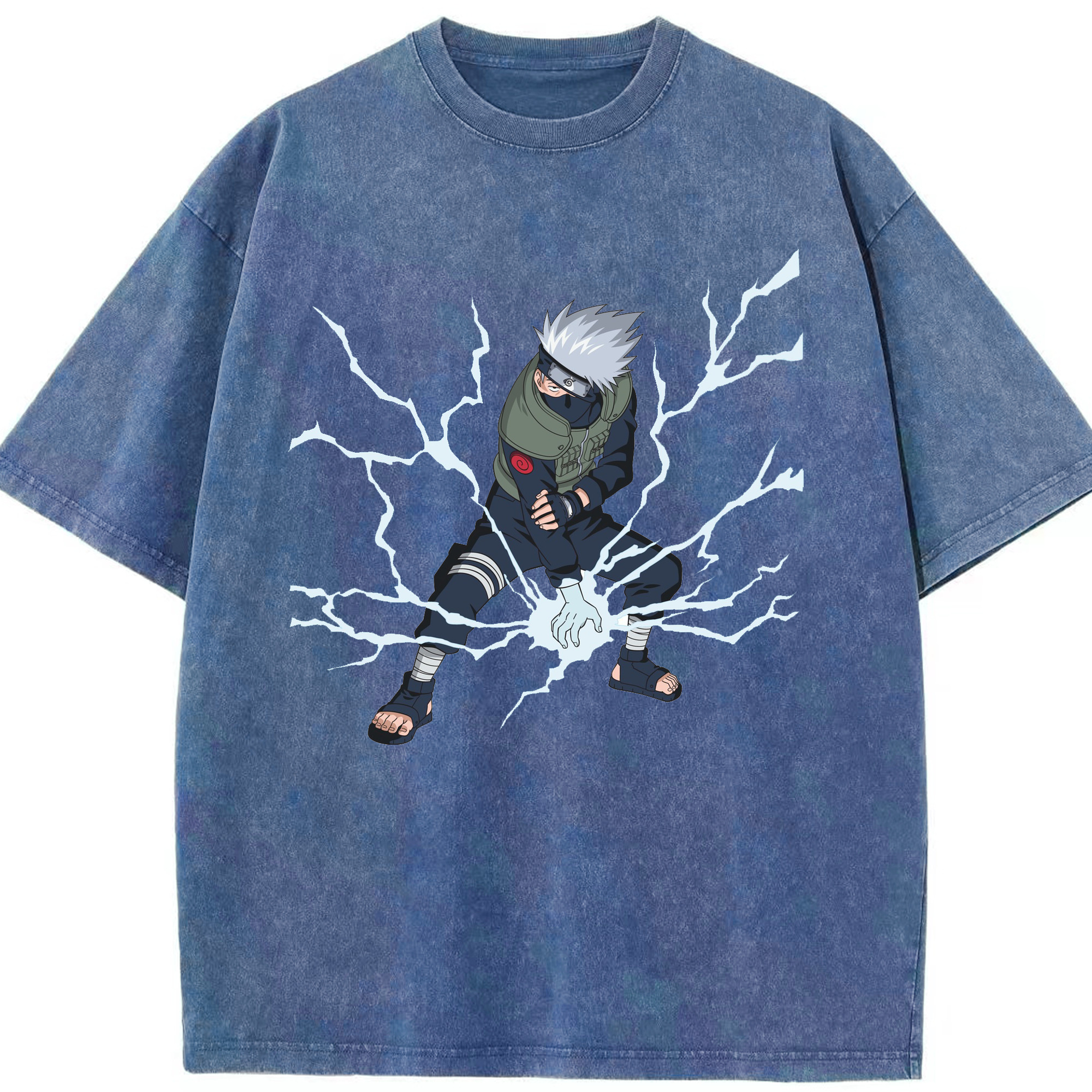（画像用） NARUTO -ナルト- はたけ カカシ Hatake Kakashi 綿100% ヴィンテージ風 半袖Tシャツ（フロントプリント）