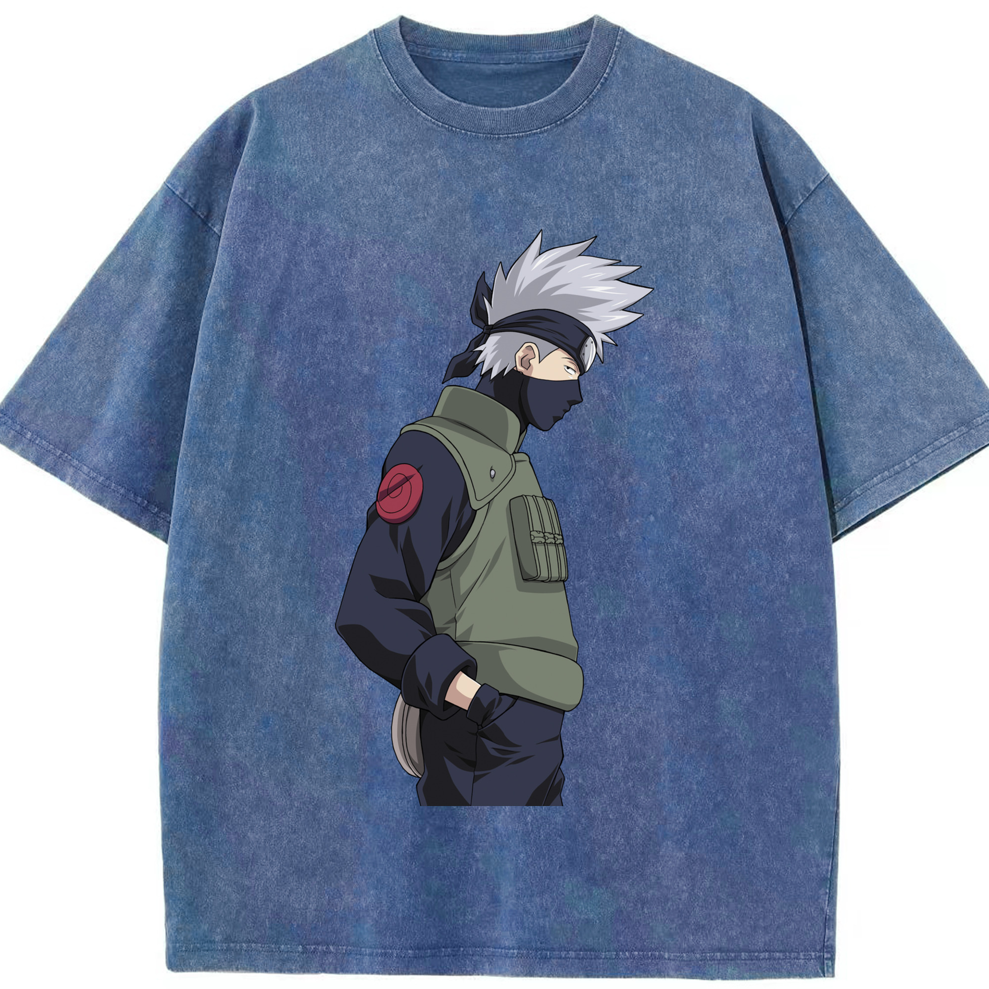 （画像用） NARUTO -ナルト- はたけ カカシ Hatake Kakashi 綿100% ヴィンテージ風 半袖Tシャツ（フロントプリント）
